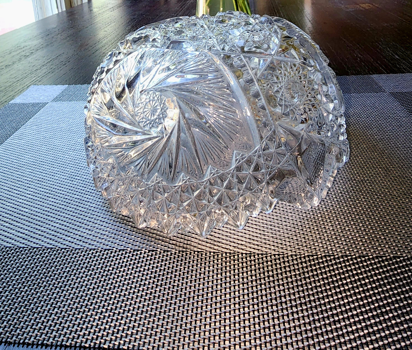American Brilliant Cut Glass Crystal Serving Bowl - Antique