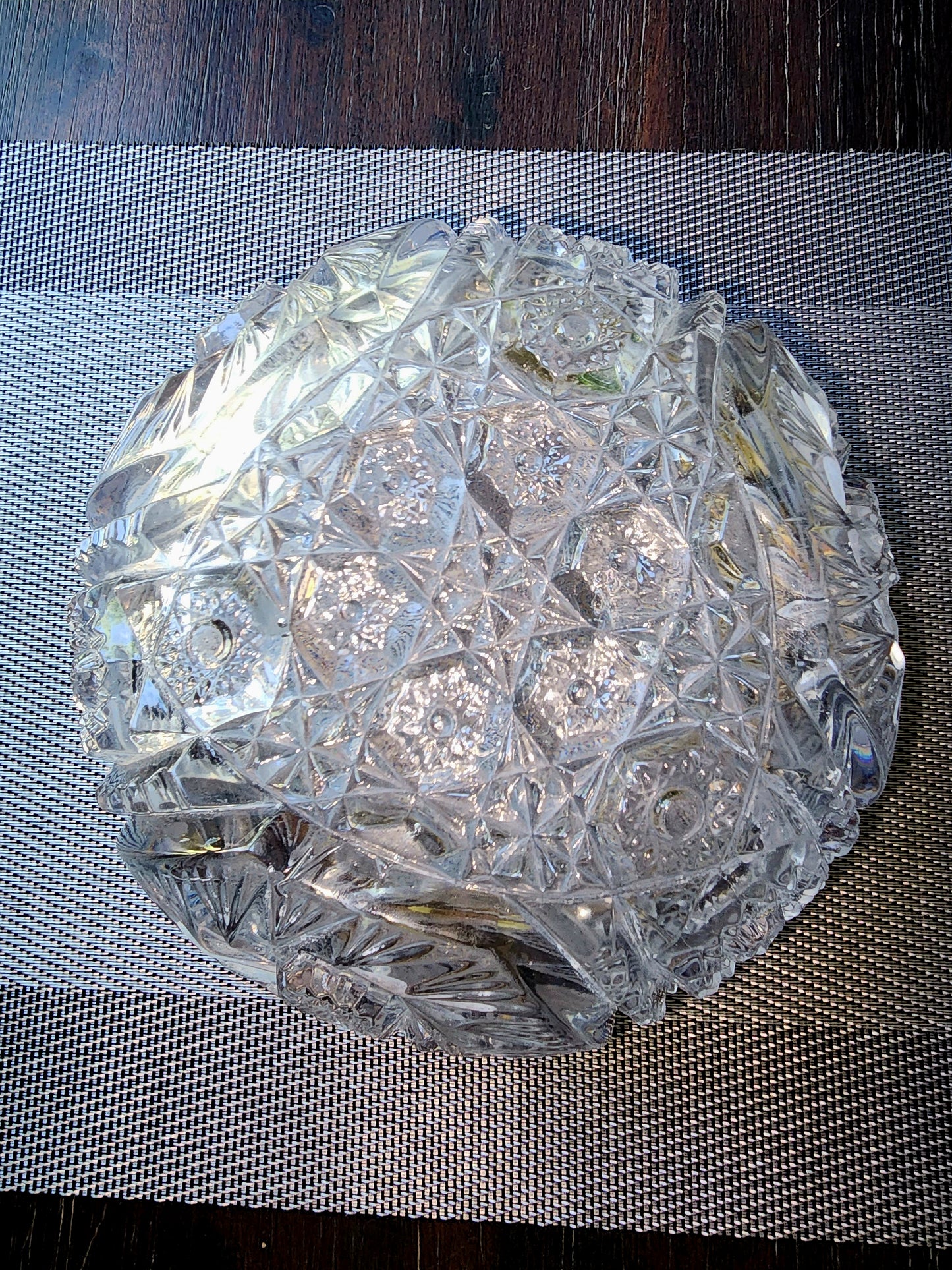 American Brilliant Cut Glass Crystal Serving Bowl - Antique