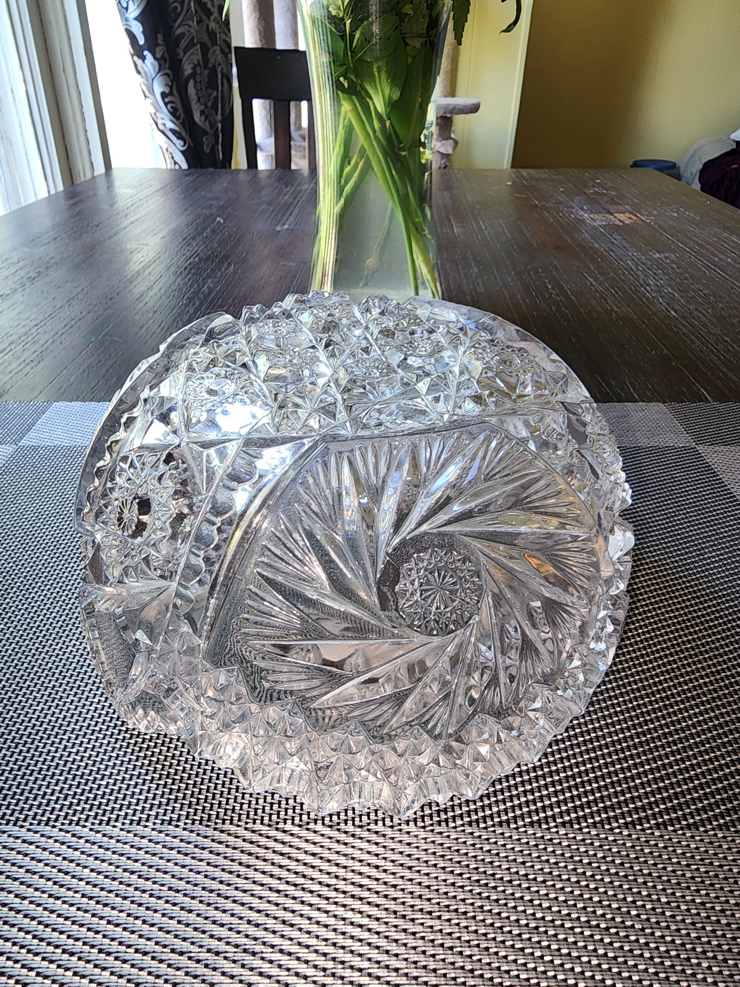 American Brilliant Cut Glass Crystal Serving Bowl - Antique