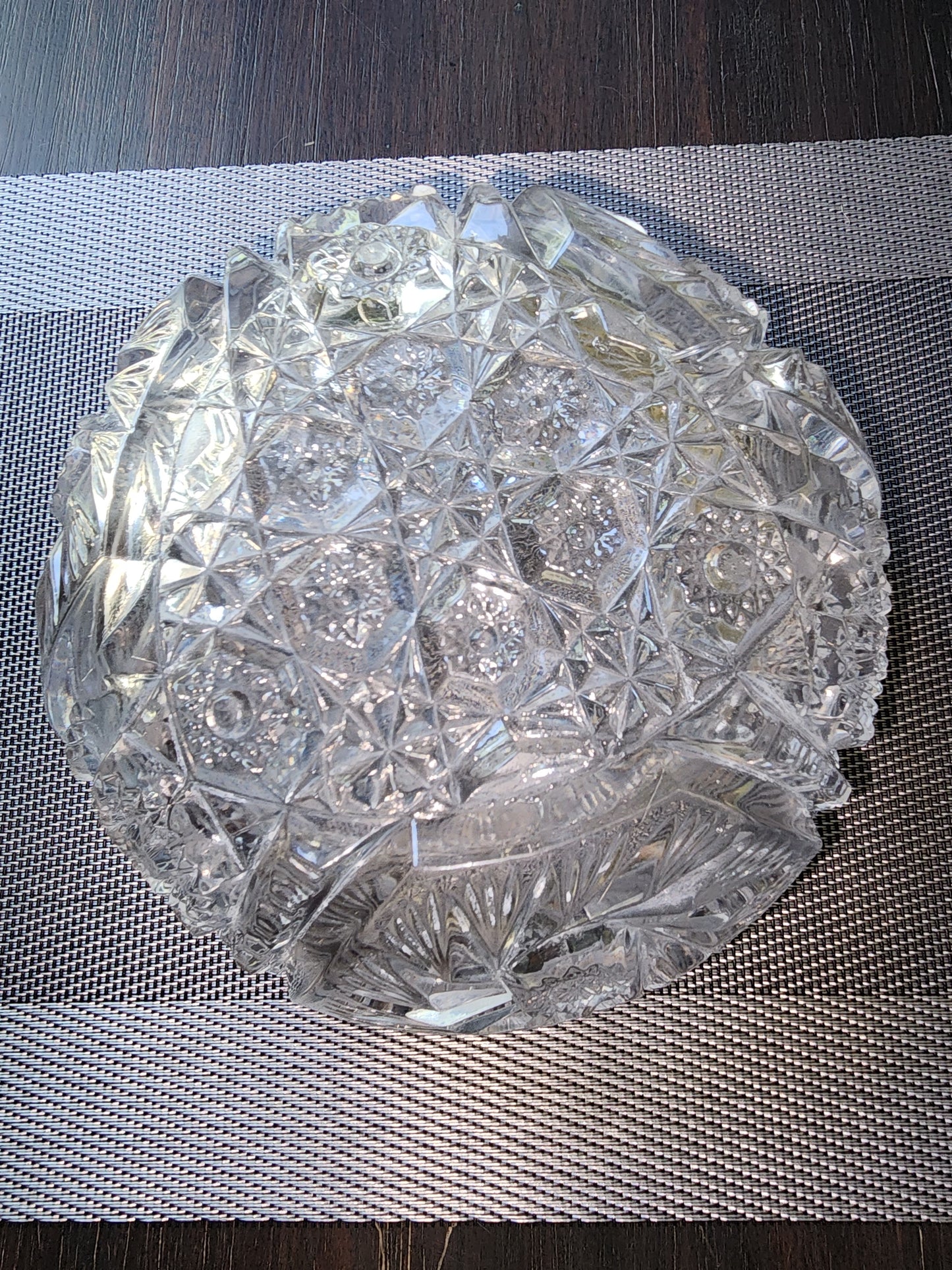 American Brilliant Cut Glass Crystal Serving Bowl - Antique