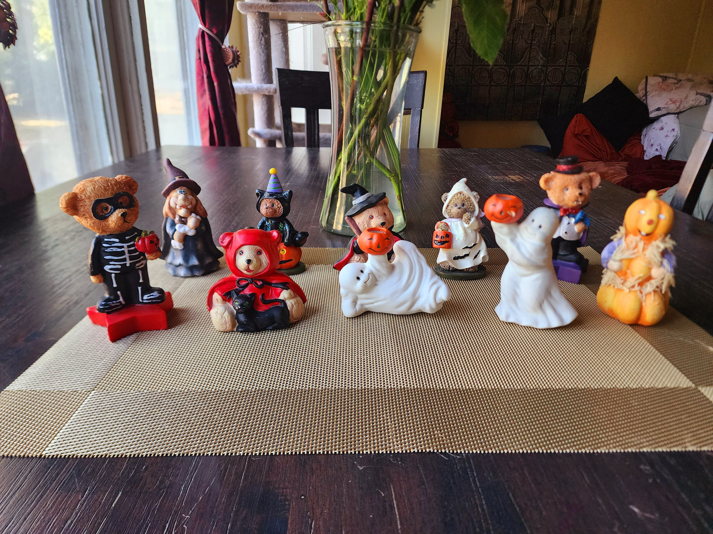 Vintage Ceramic Halloween Bears and Friends in Costume (10 Piece Set) 1990s