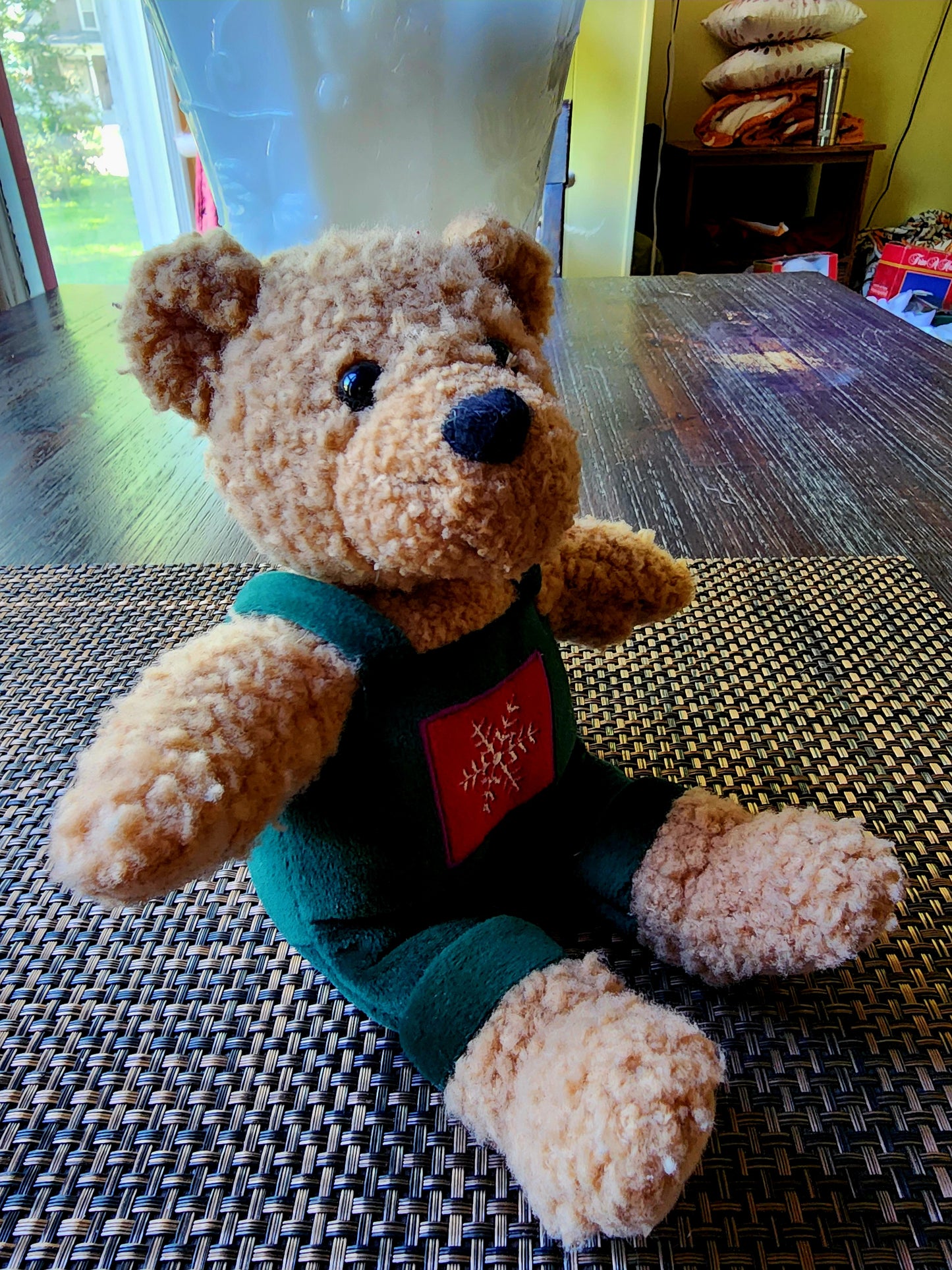 Hallmark Christmas 9" Plush Green Overalls Teddy Bear (#3370HK)