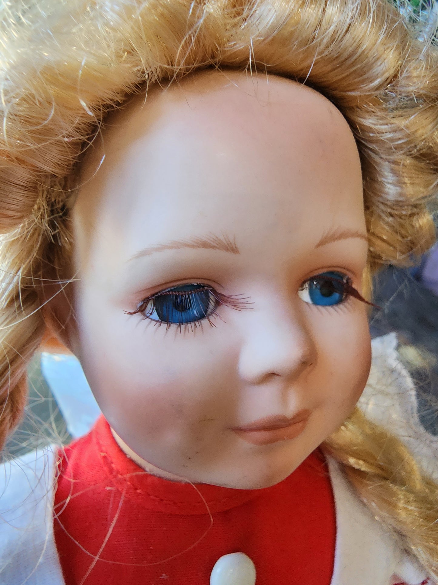 Elk Grove Village Christmas Peppermint Dress Blonde Hair Blue Eyes Doll