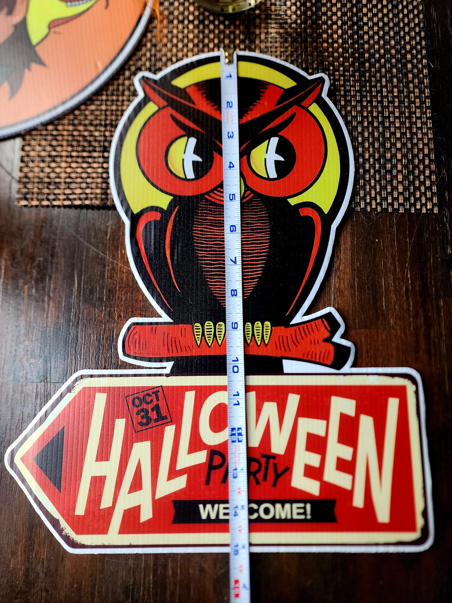 Vintage Halloween Die-Cut Cardboard Signs (2) - Scary Owl & Witch/Moon