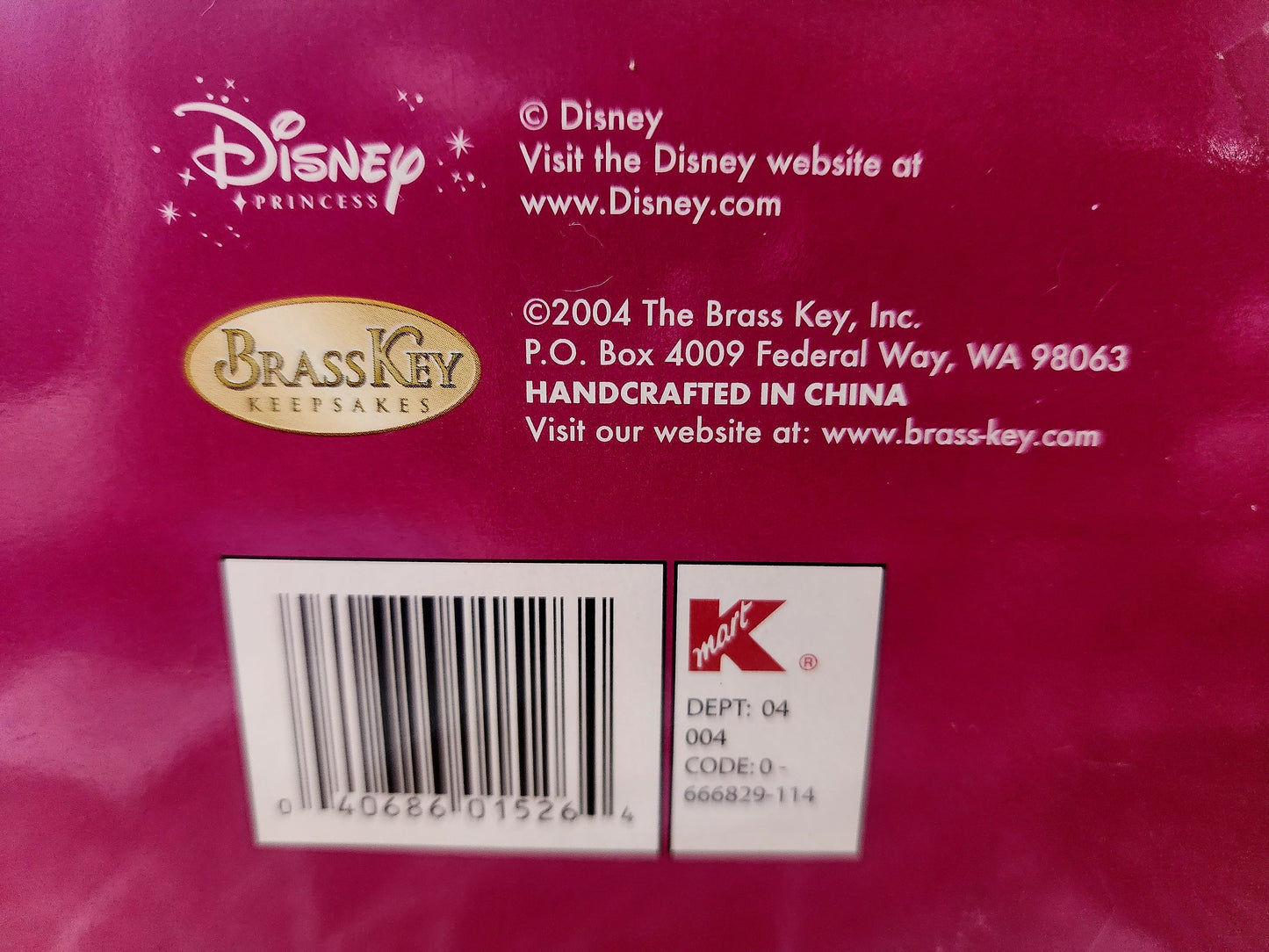 Disney Princess Snow White Brass Key Collectible Keepsakes Porcelain Doll 2004