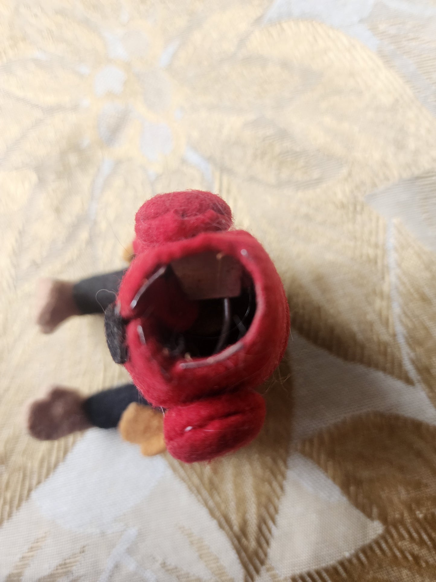 Schuco Monkey Bellhop Perfume Holder c1930s Felt Mohair Plush 5” Antique