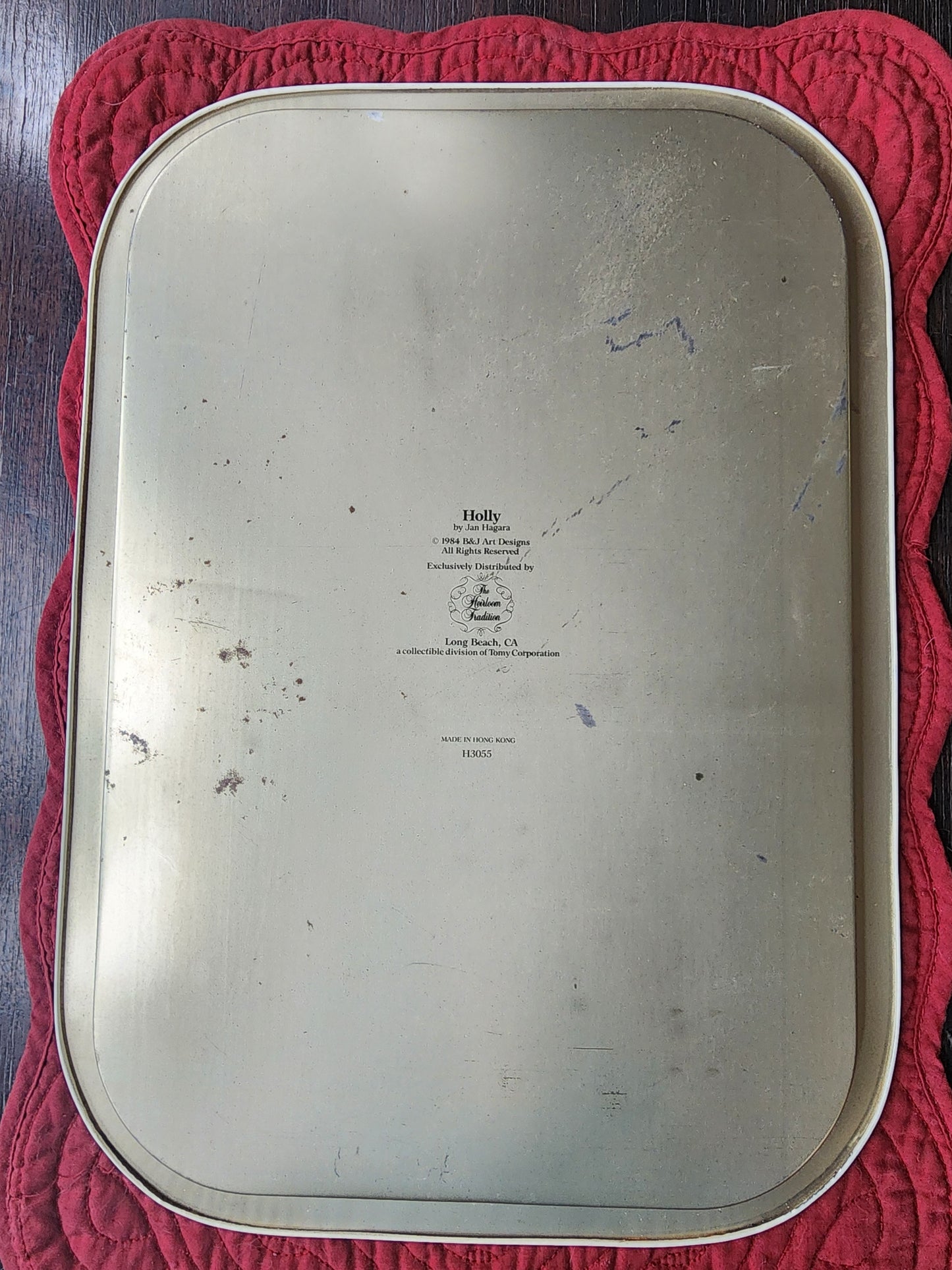 Vintage 1984 "Season's Greetings" Metal Christmas Tray by Jan Hagara