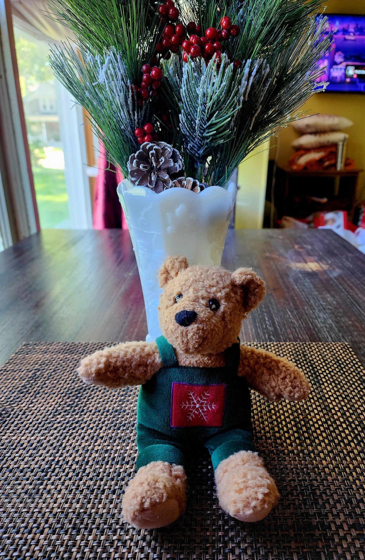 Hallmark Christmas 9" Plush Green Overalls Teddy Bear (#3370HK)