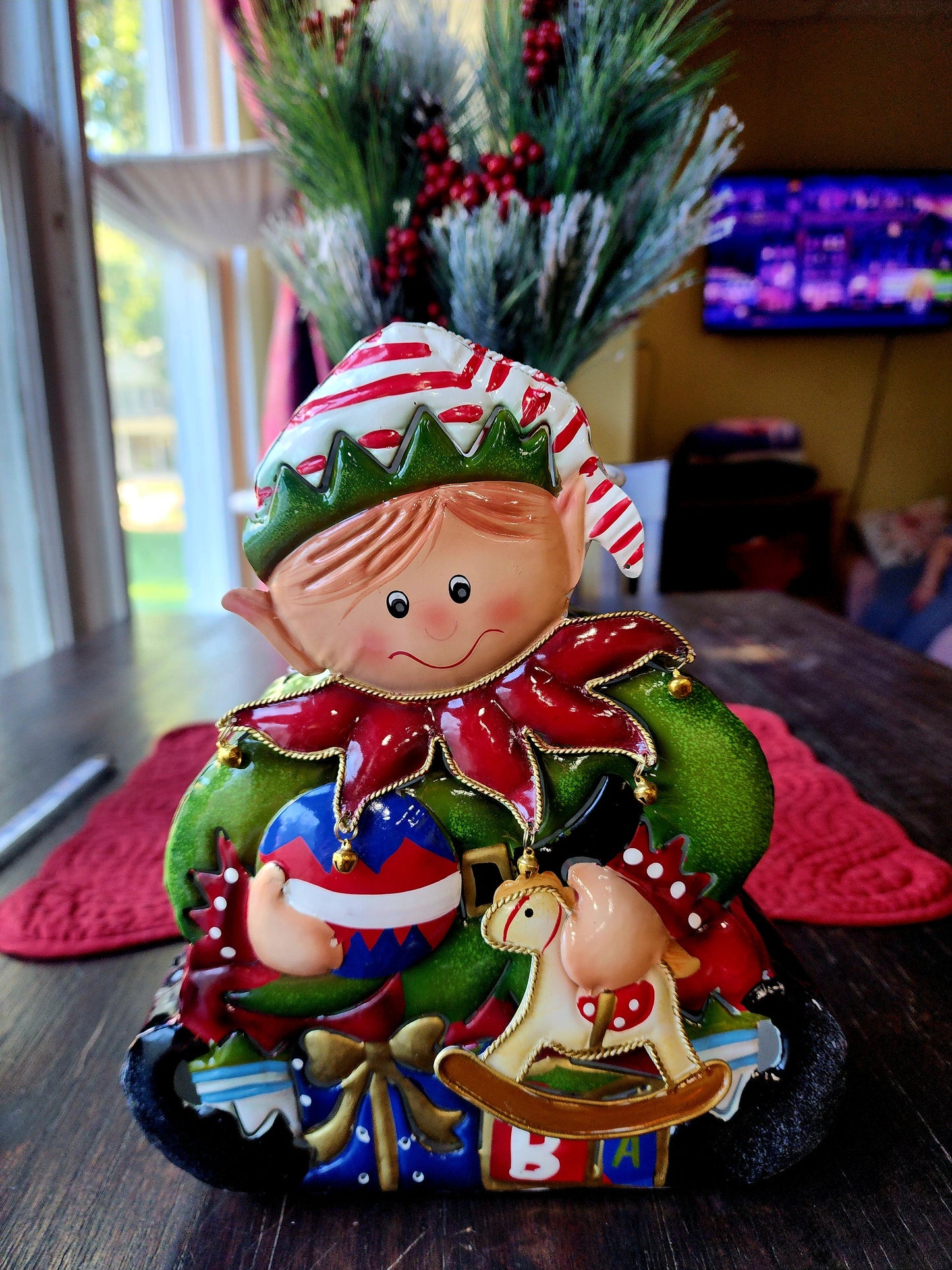 Vintage Home Interiors Tin Metal Elf Christmas Votive Candle Holder NWT