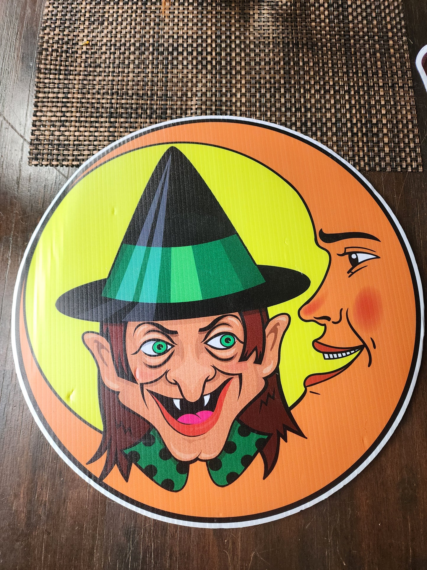 Vintage Halloween Die-Cut Cardboard Signs (2) - Scary Owl & Witch/Moon