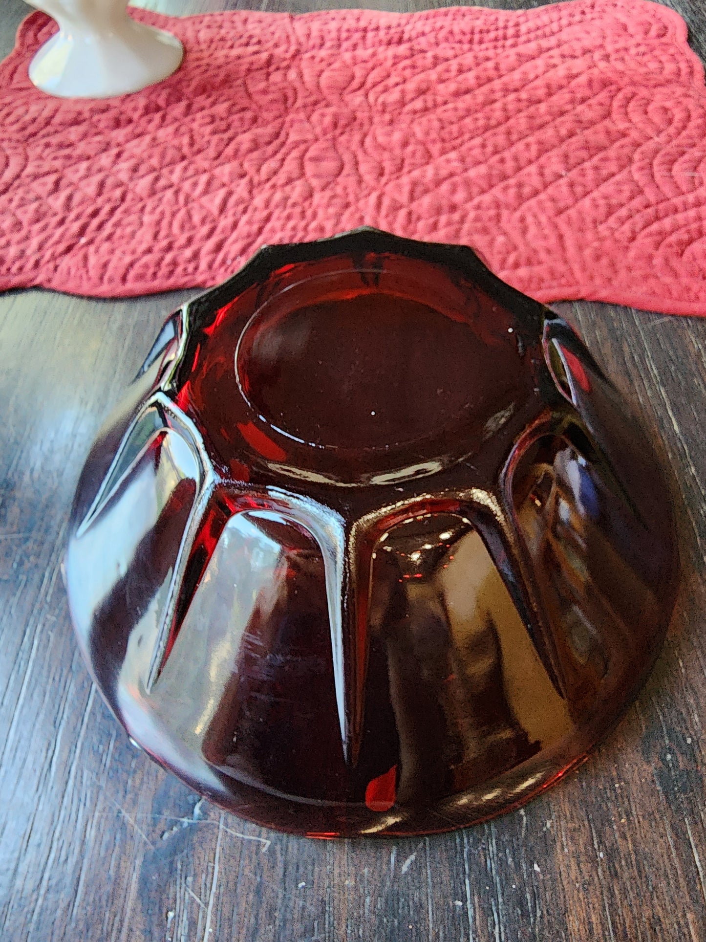 Vintage Glass Bowl Ribbed Wavy Edge 8" Serving Bowl Fruit Bowl