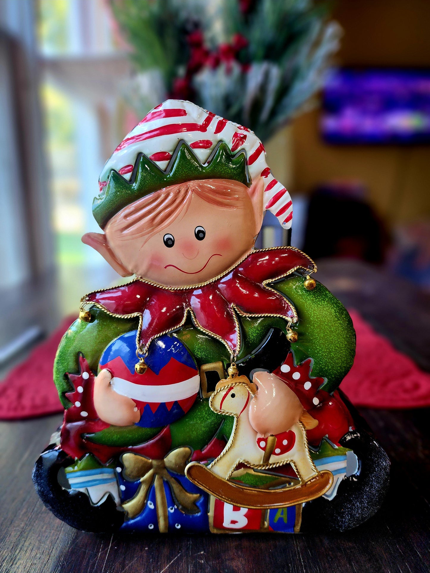 Vintage Home Interiors Tin Metal Elf Christmas Votive Candle Holder NWT