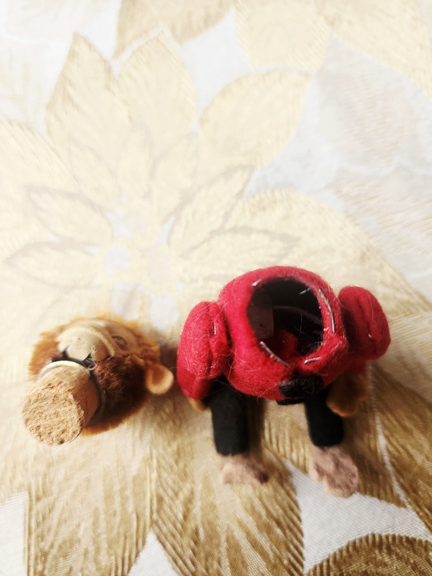 Schuco Monkey Bellhop Perfume Holder c1930s Felt Mohair Plush 5” Antique