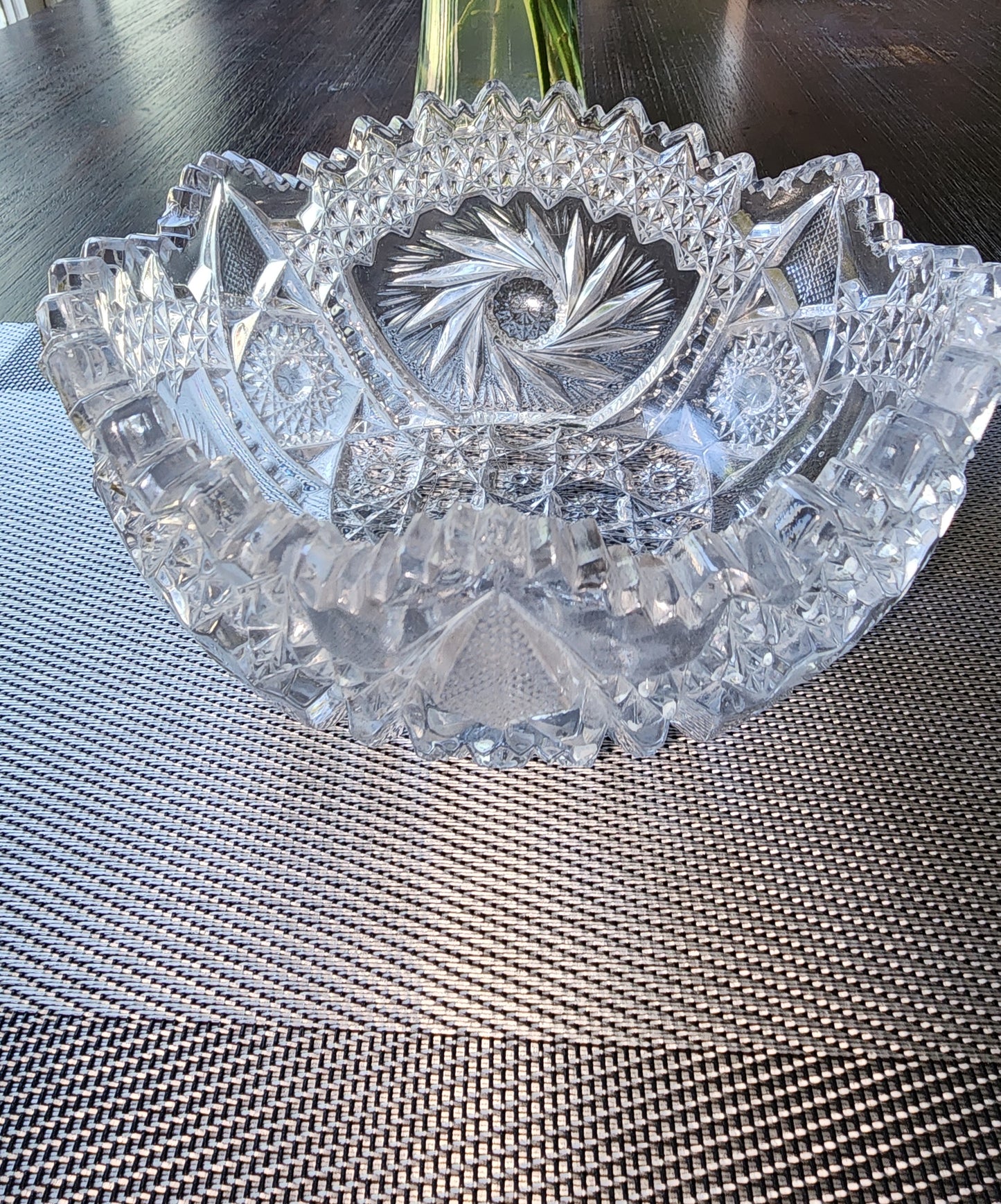 American Brilliant Cut Glass Crystal Serving Bowl - Antique