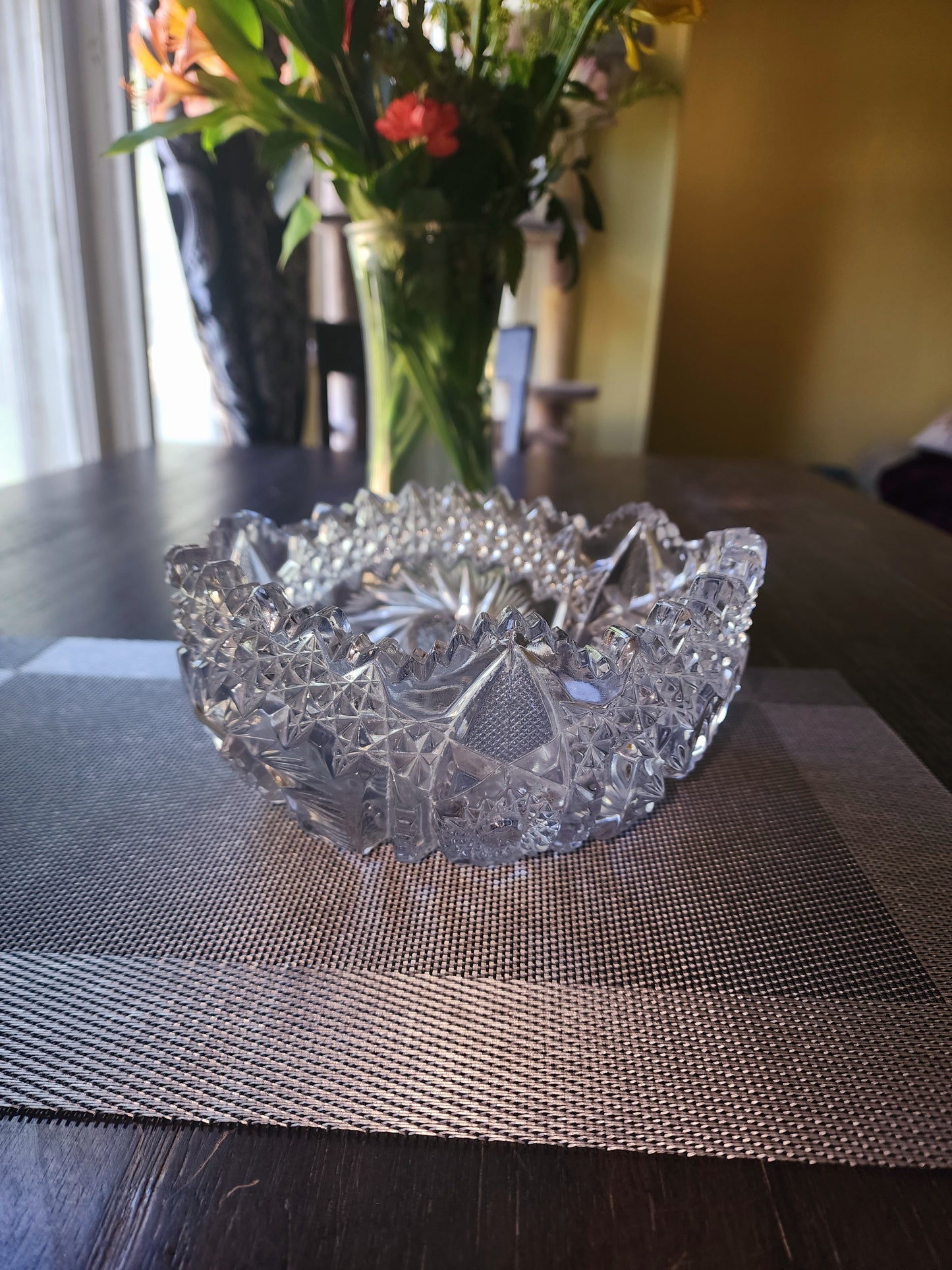 American Brilliant Cut Glass Crystal Serving Bowl - Antique