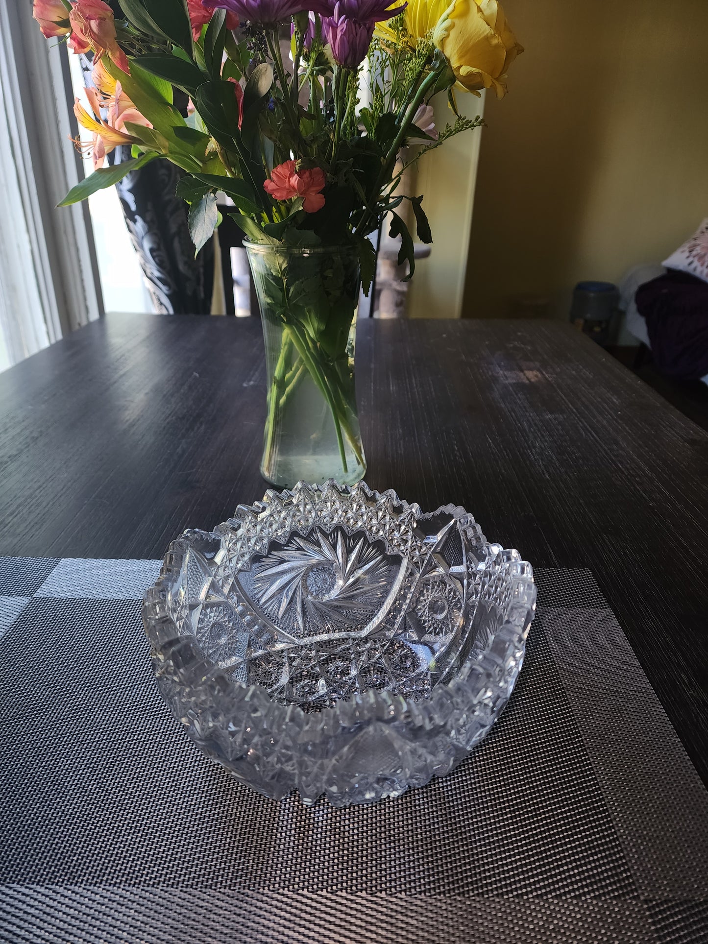 American Brilliant Cut Glass Crystal Serving Bowl - Antique