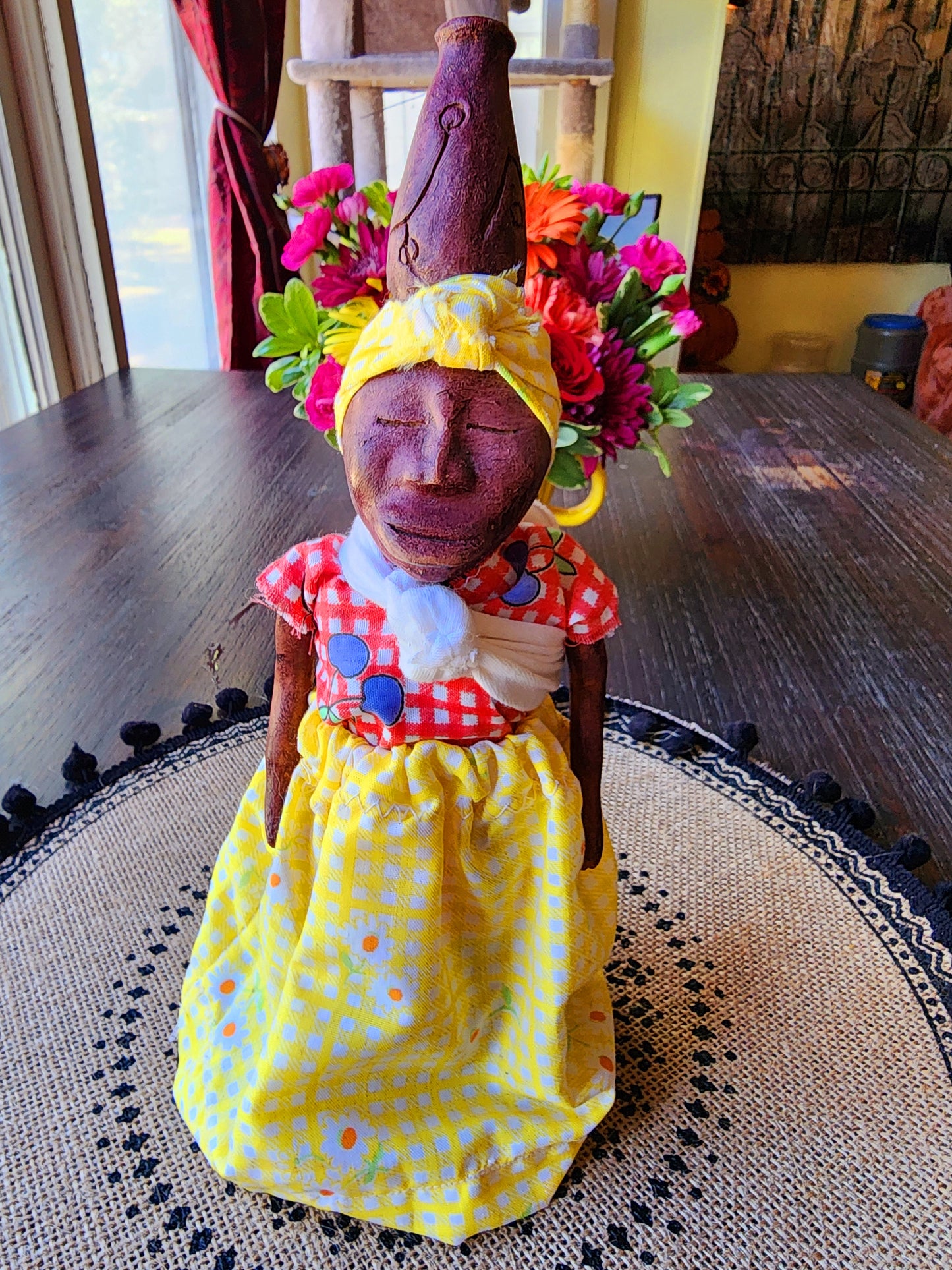 African Pottery Doll Signed "Betty Gaen EDR"