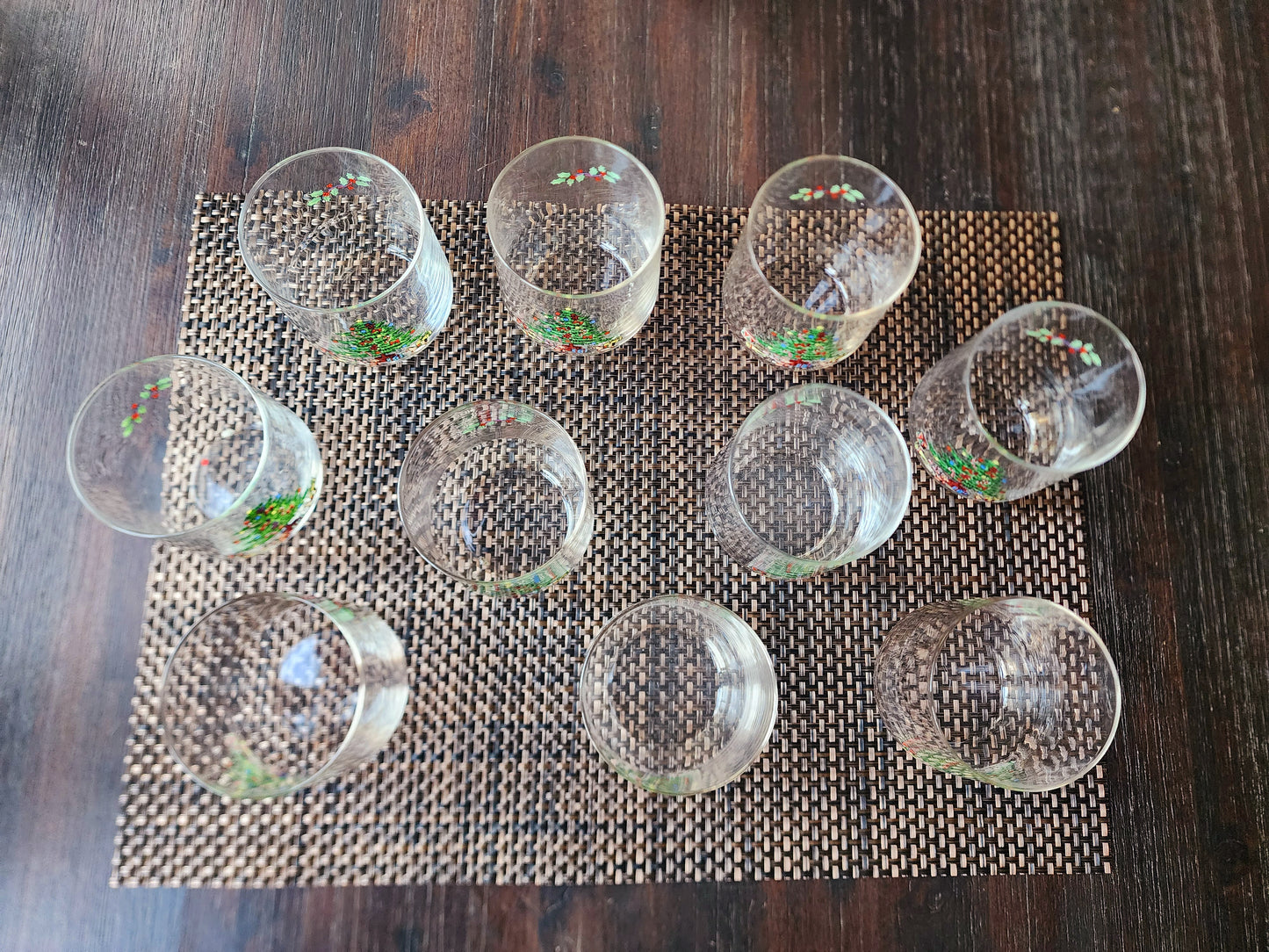Vintage Luminarc NOEL Christmas Tree Gifts Holiday Eggnog/Punch Bowl Glass Tumblers Set of 10