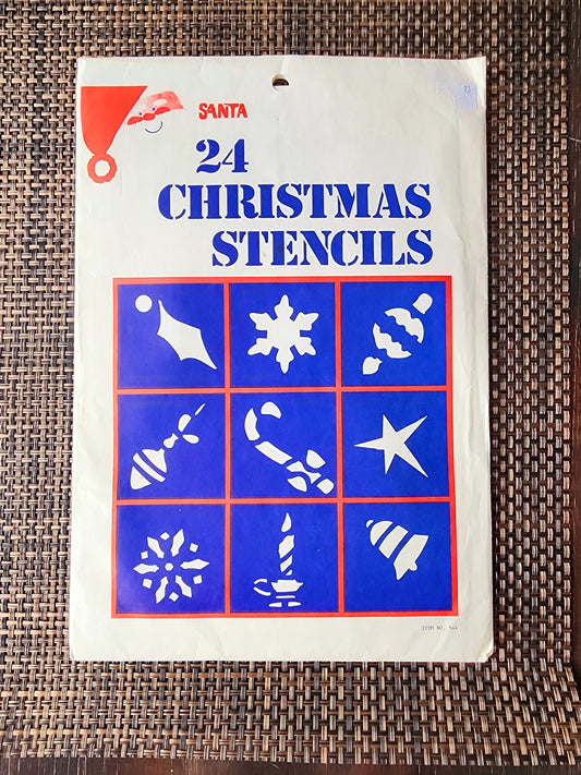 Vintage 24 Christmas Stencils Chase Products, Window/Mirror Santa Snow Spray Holiday