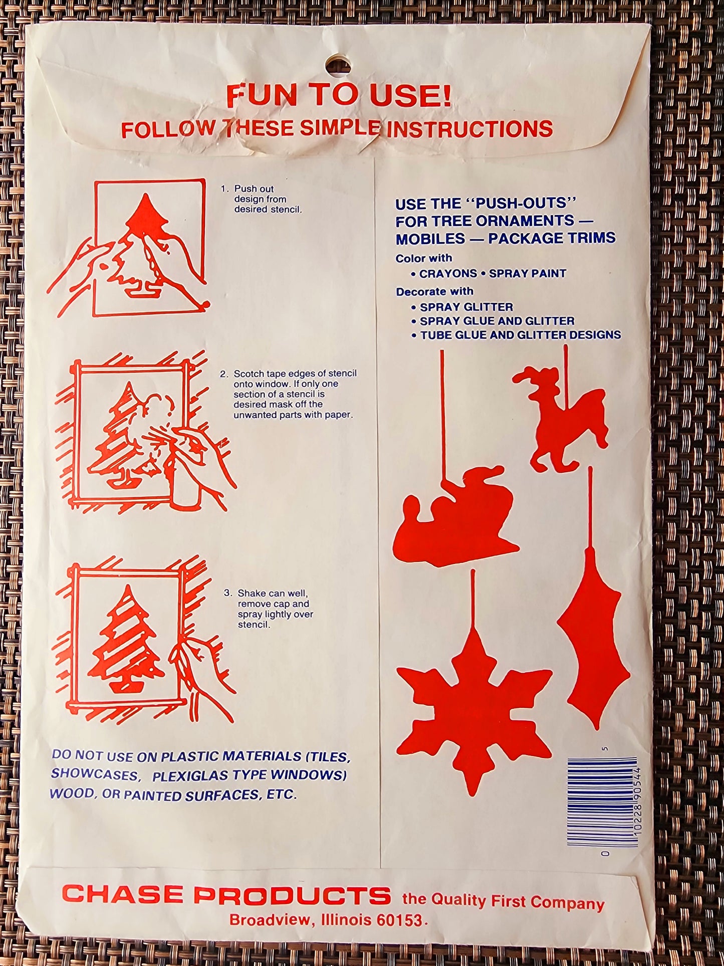 Vintage 24 Christmas Stencils Chase Products, Window/Mirror Santa Snow Spray Holiday