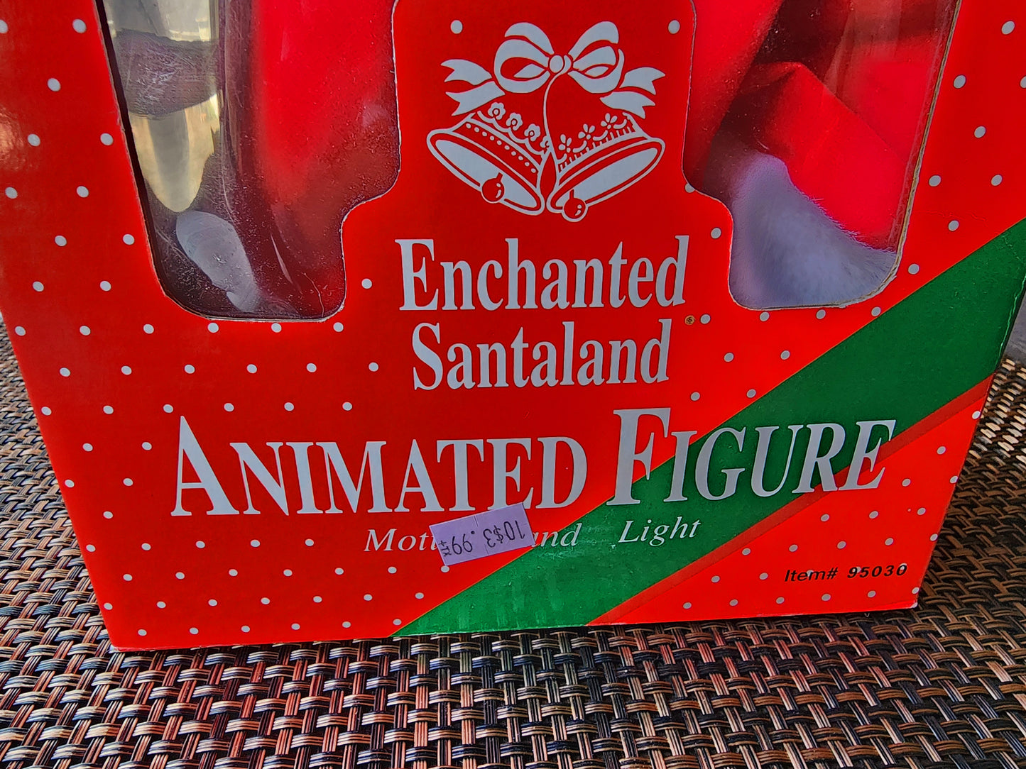 Enchanted Santaland Animated Figure Motion & Light, Blonde Woman Long Green Ribbon and Red Velvet Dress, Item #95030