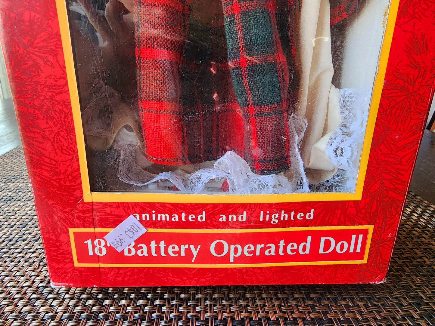 Trim A Home 18" Battery Operated Doll, Animated & Lighted, Woman In A Plaid Dress Holding A Candle