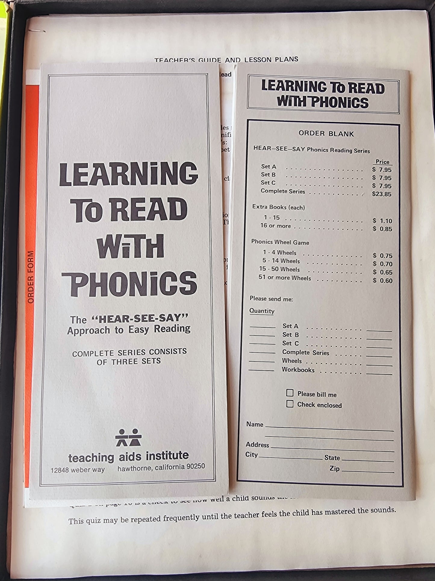 Learning To Read With Phonics, The Hear-See-Say Approach To Reading Series 700 Set A 1970 Kit Teaching Aids Institute
