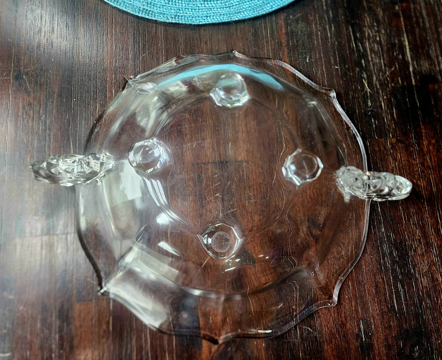 Vintage Clear Glass Serving Bowl Round Design With Flute Design On Side