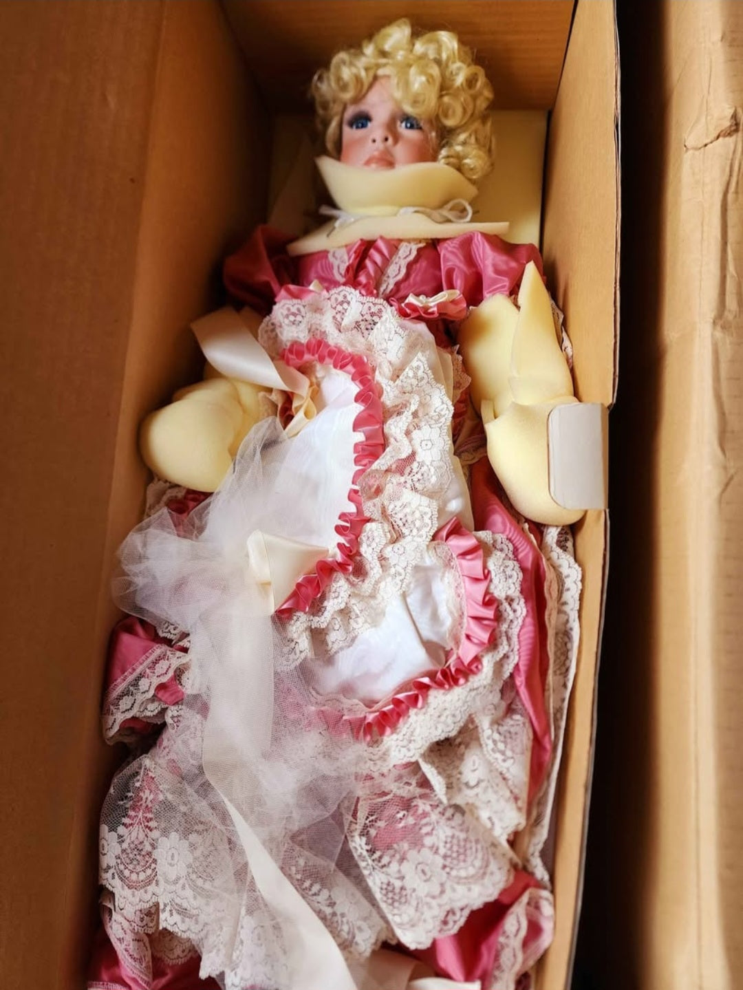 "Jennifer & Little Angel" Janice Berard, Porcelain Doll, Complete Set w/baby & buggy, New In Box