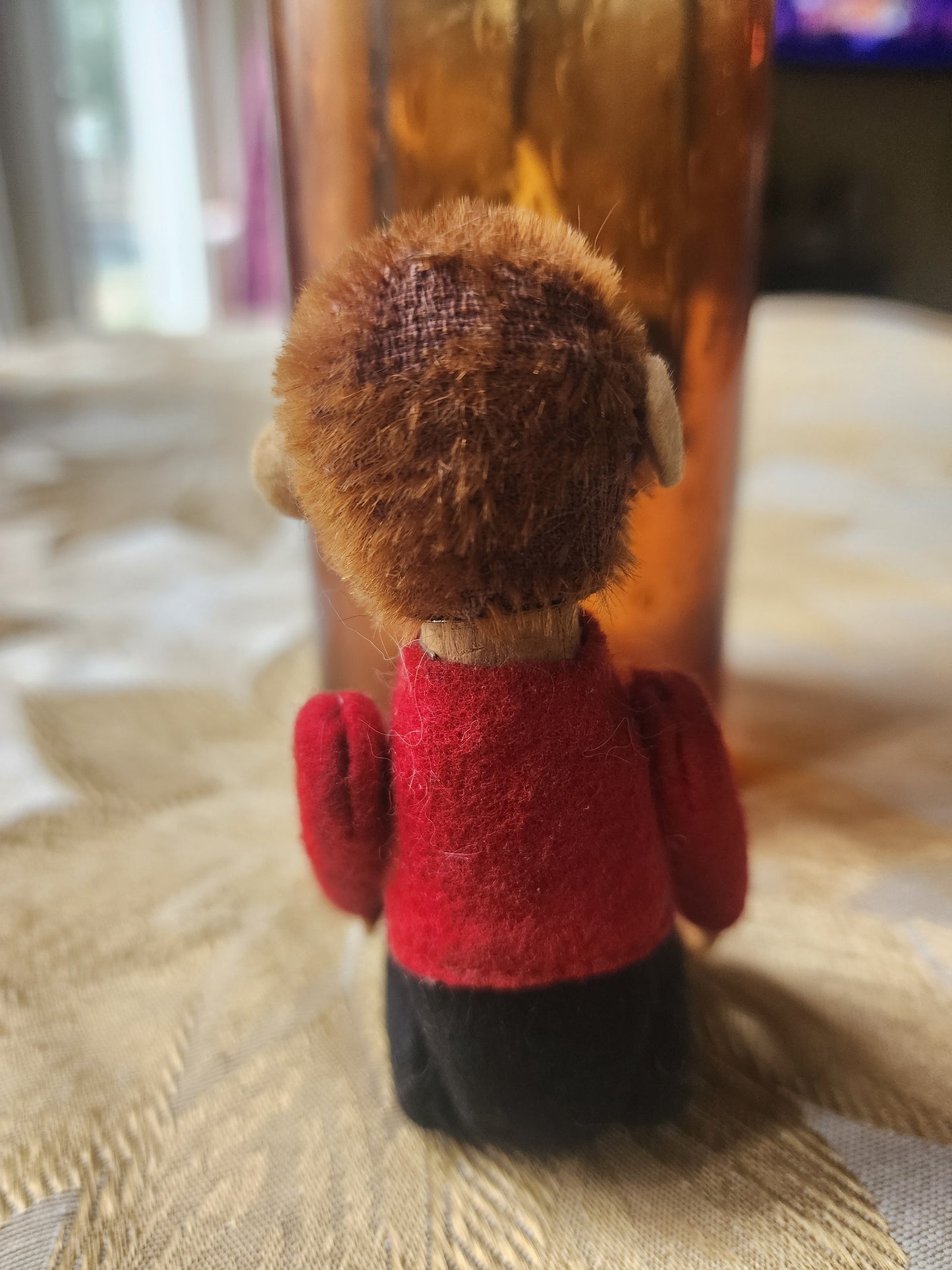 Schuco Monkey Bellhop Perfume Holder c1930s Felt Mohair Plush 5” Antique