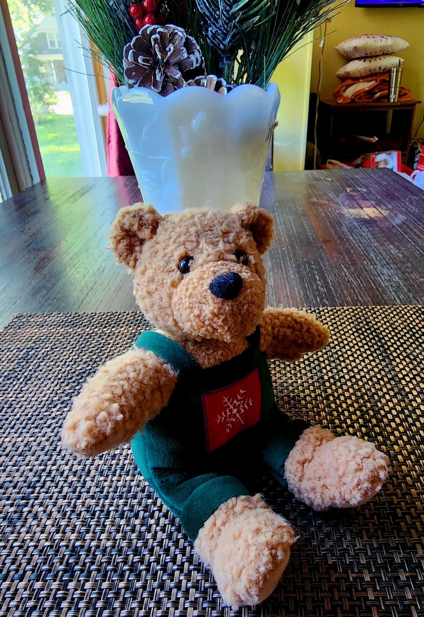 Hallmark Christmas 9" Plush Green Overalls Teddy Bear (#3370HK)