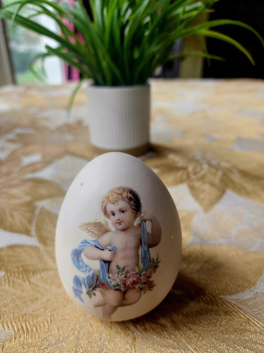 Cupid Angel Porcelain Egg Pomander 3" Womack's Collectibles