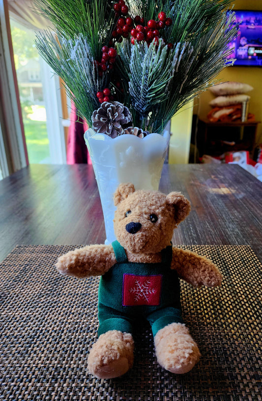 Hallmark Christmas 9" Plush Green Overalls Teddy Bear (#3370HK)