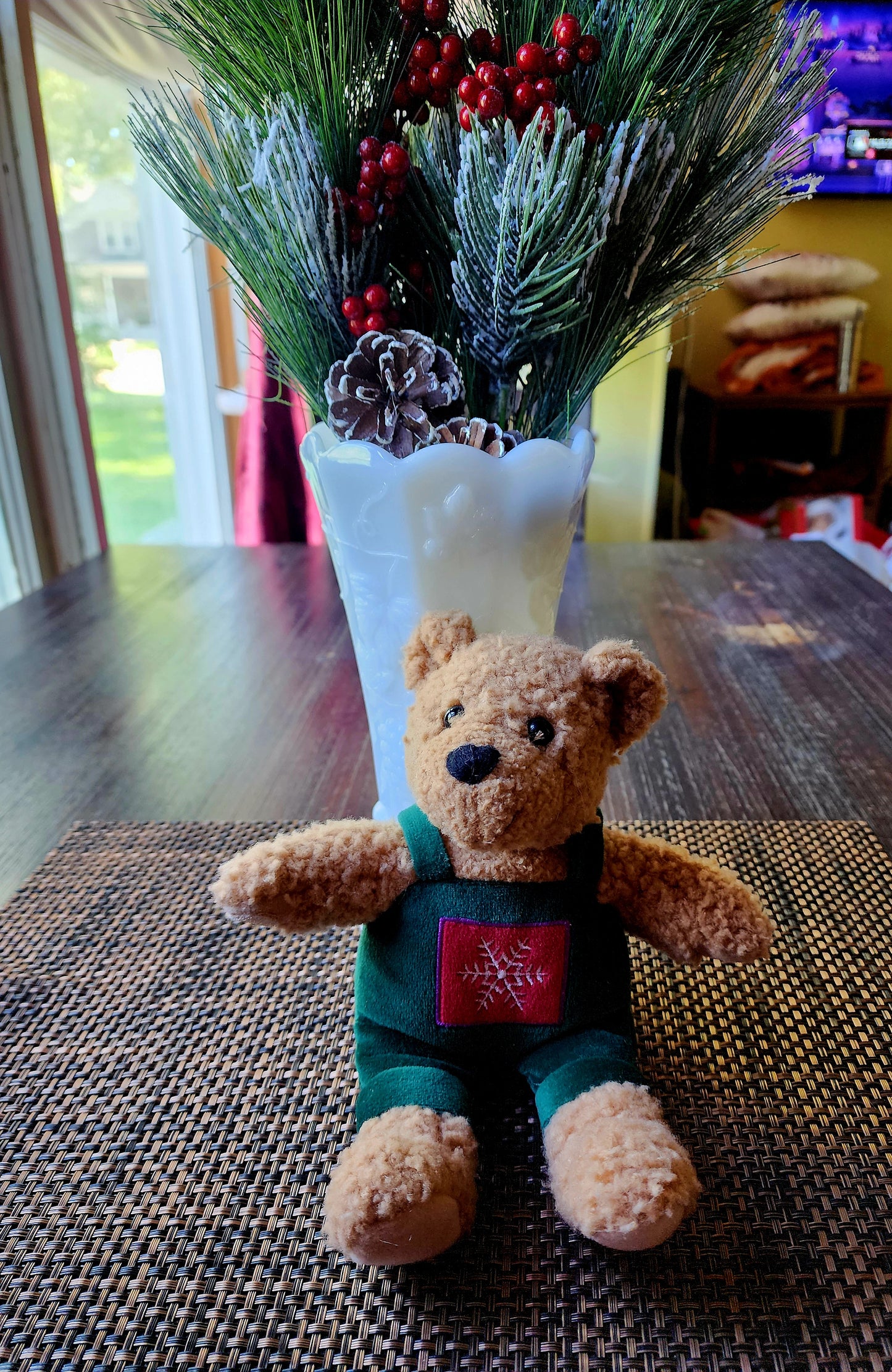 Hallmark Christmas 9" Plush Green Overalls Teddy Bear (#3370HK)