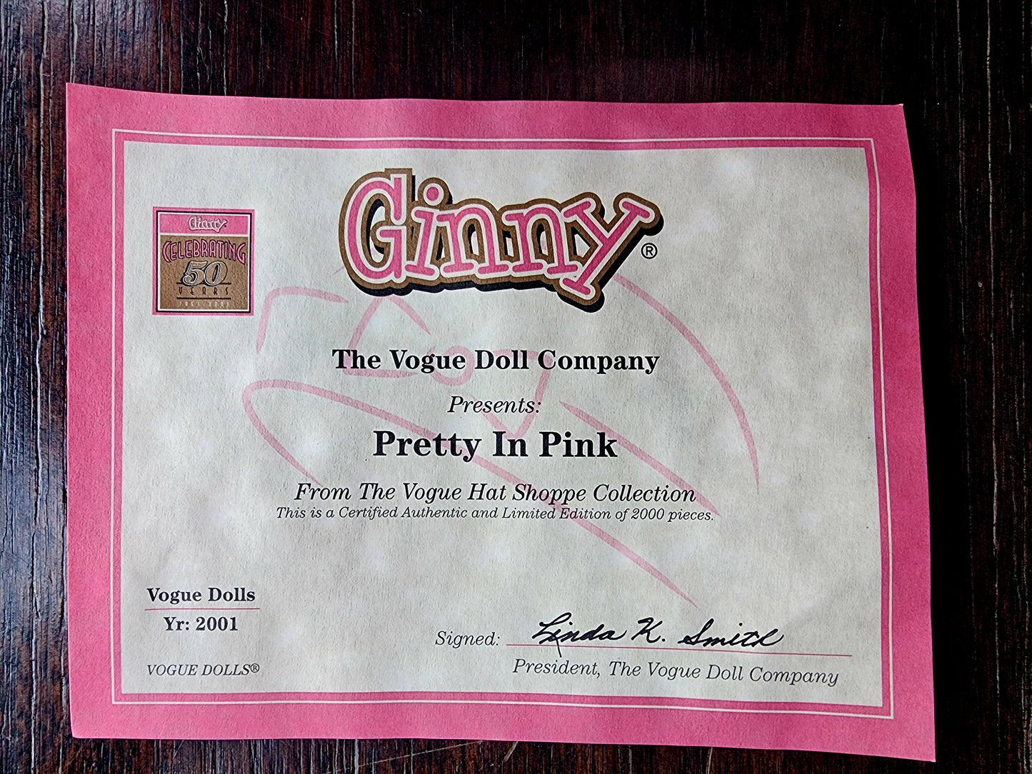 Ginny Doll "Pretty in Pink" Original Box COA 2001, #1HP162