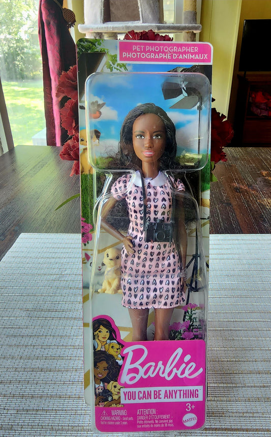 Barbie "You Can Be Anything" Pet Photographer Doll Set With Dog NIB #HCN10