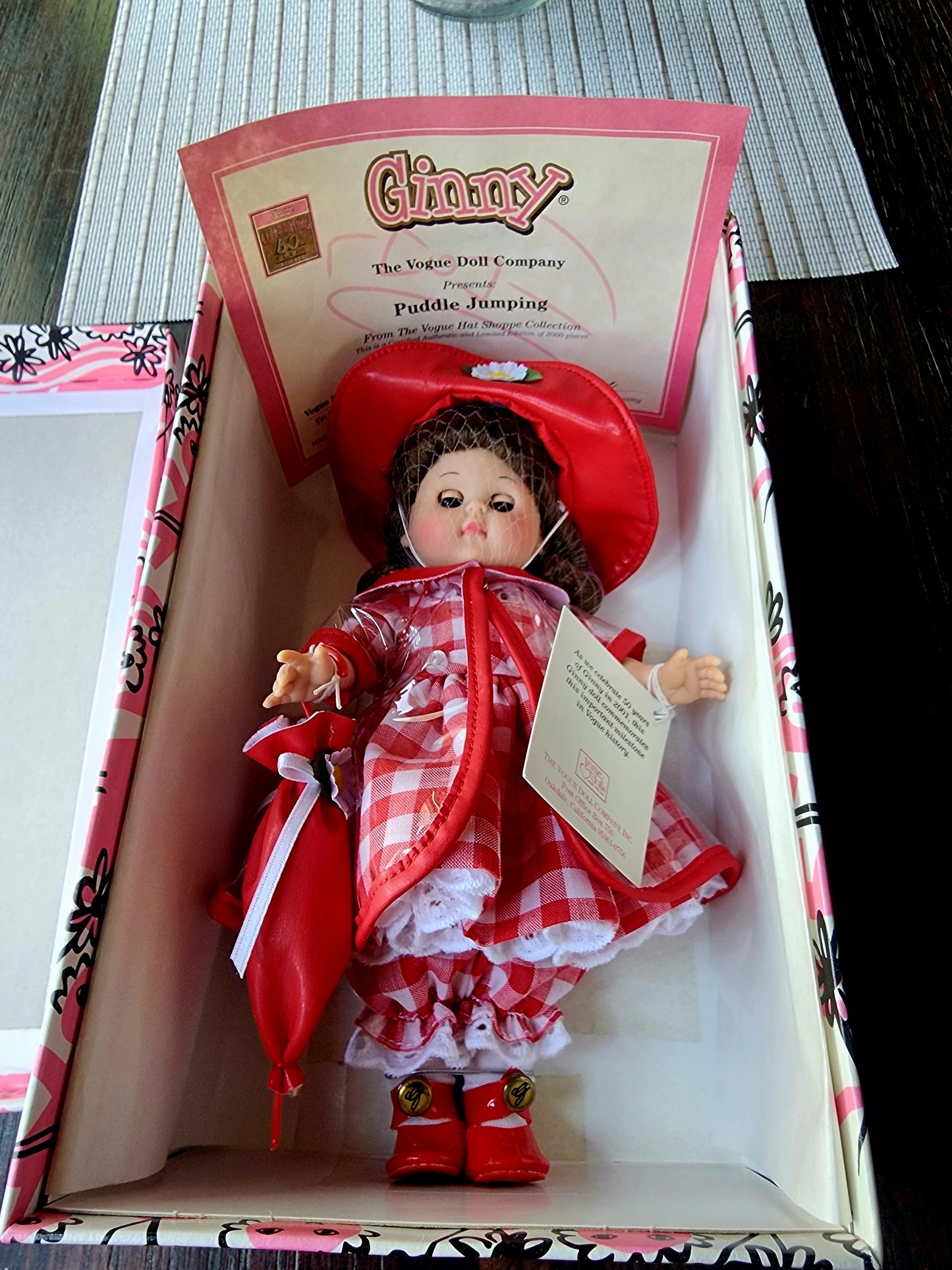 NEW 8” Vogue Dolls “PUDDLE JUMPING” GINNY 50th Anniversary 2001 Vintage COA