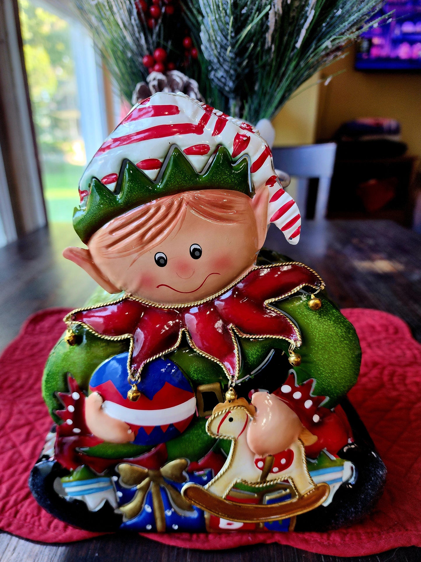 Vintage Home Interiors Tin Metal Elf Christmas Votive Candle Holder NWT