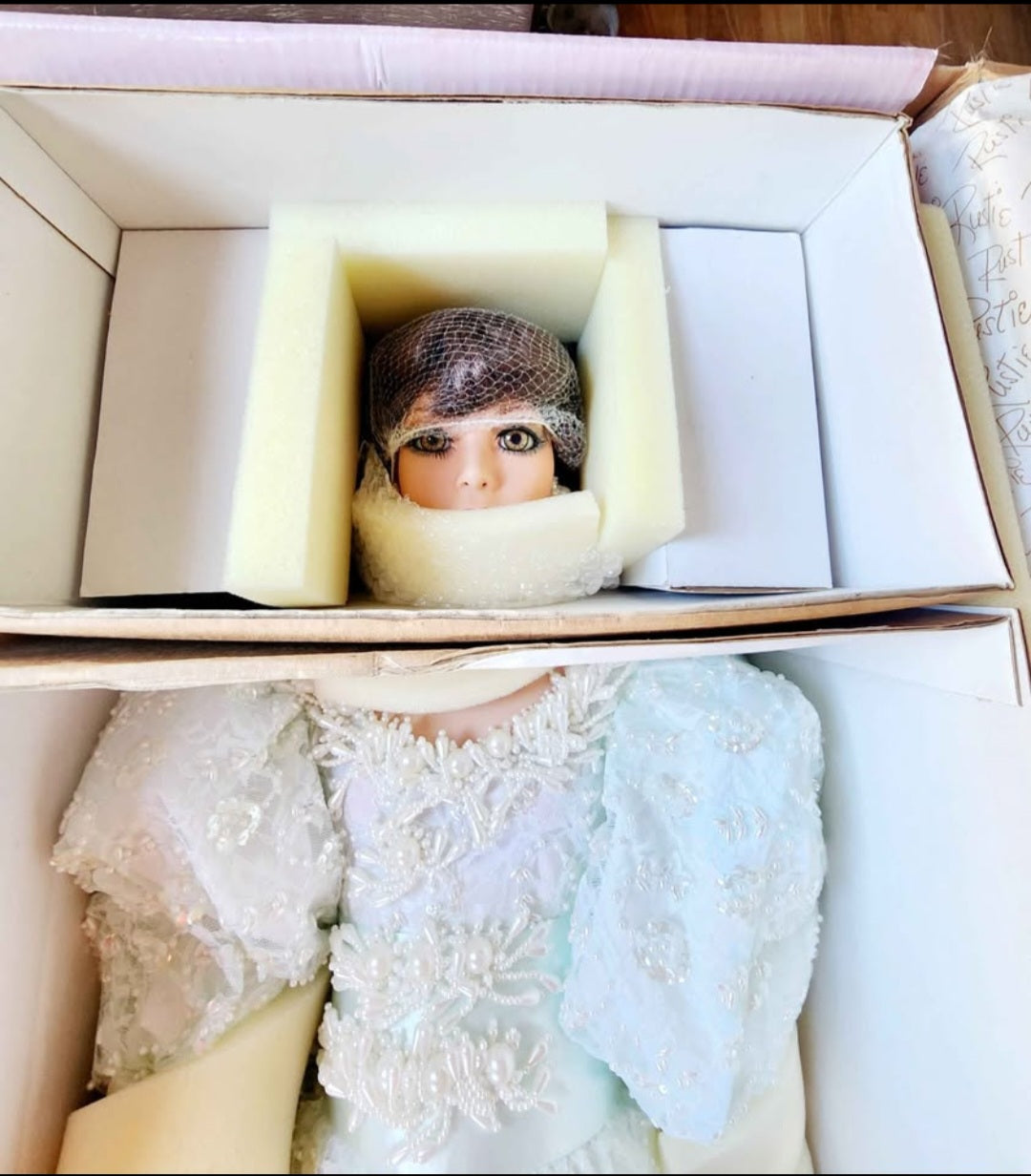 "Hallie" Artist Doll by Rustie 42" Large Doll, Fully Sequenced/Beaded Gown w/Hat, New In Box, Lmtd Edition #611/1000 COA, Large Doll