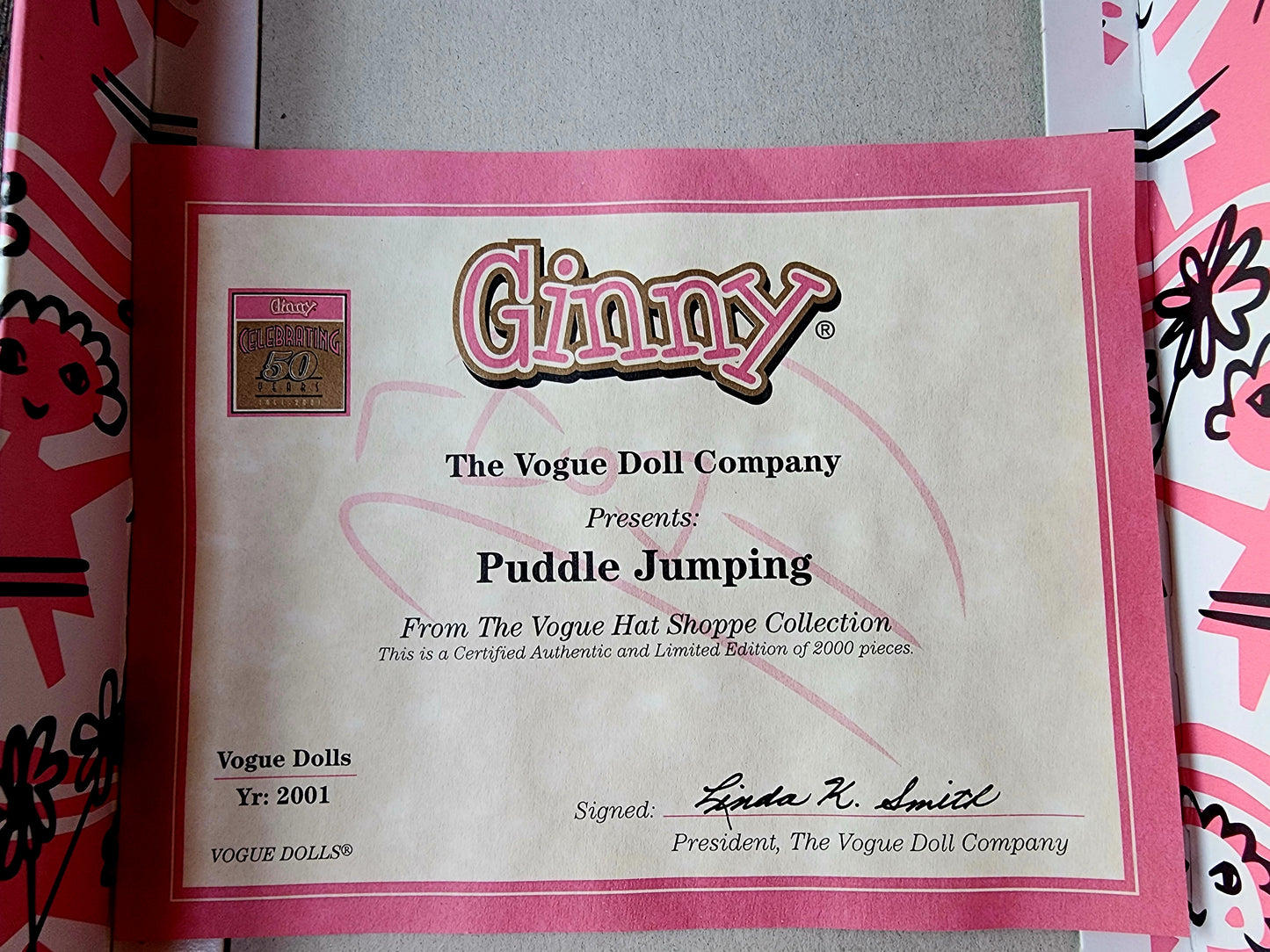 NEW 8” Vogue Dolls “PUDDLE JUMPING” GINNY 50th Anniversary 2001 Vintage COA