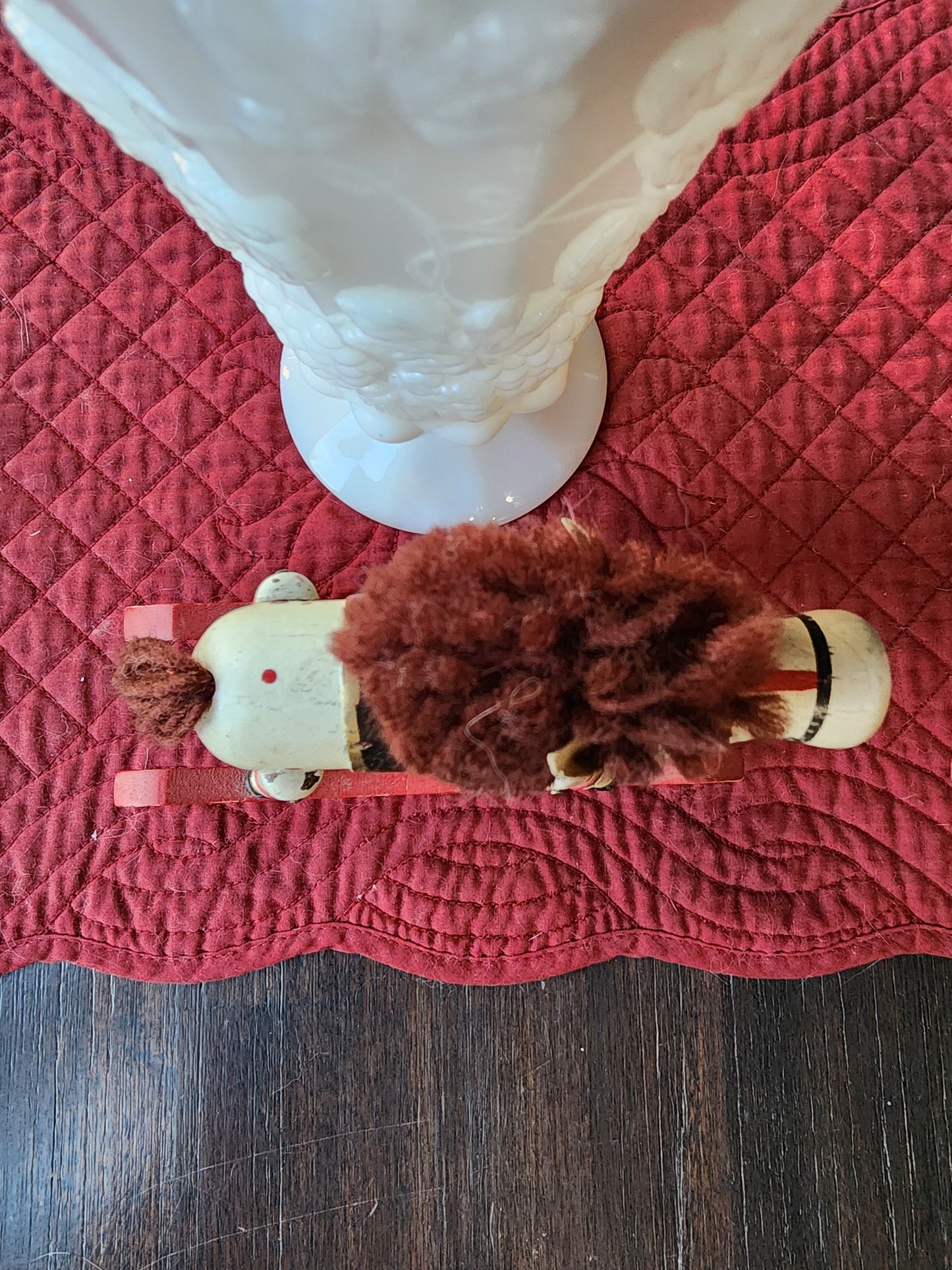 Vintage Hand Painted White Wooden Rocking Horse Christmas Decoration Figurine