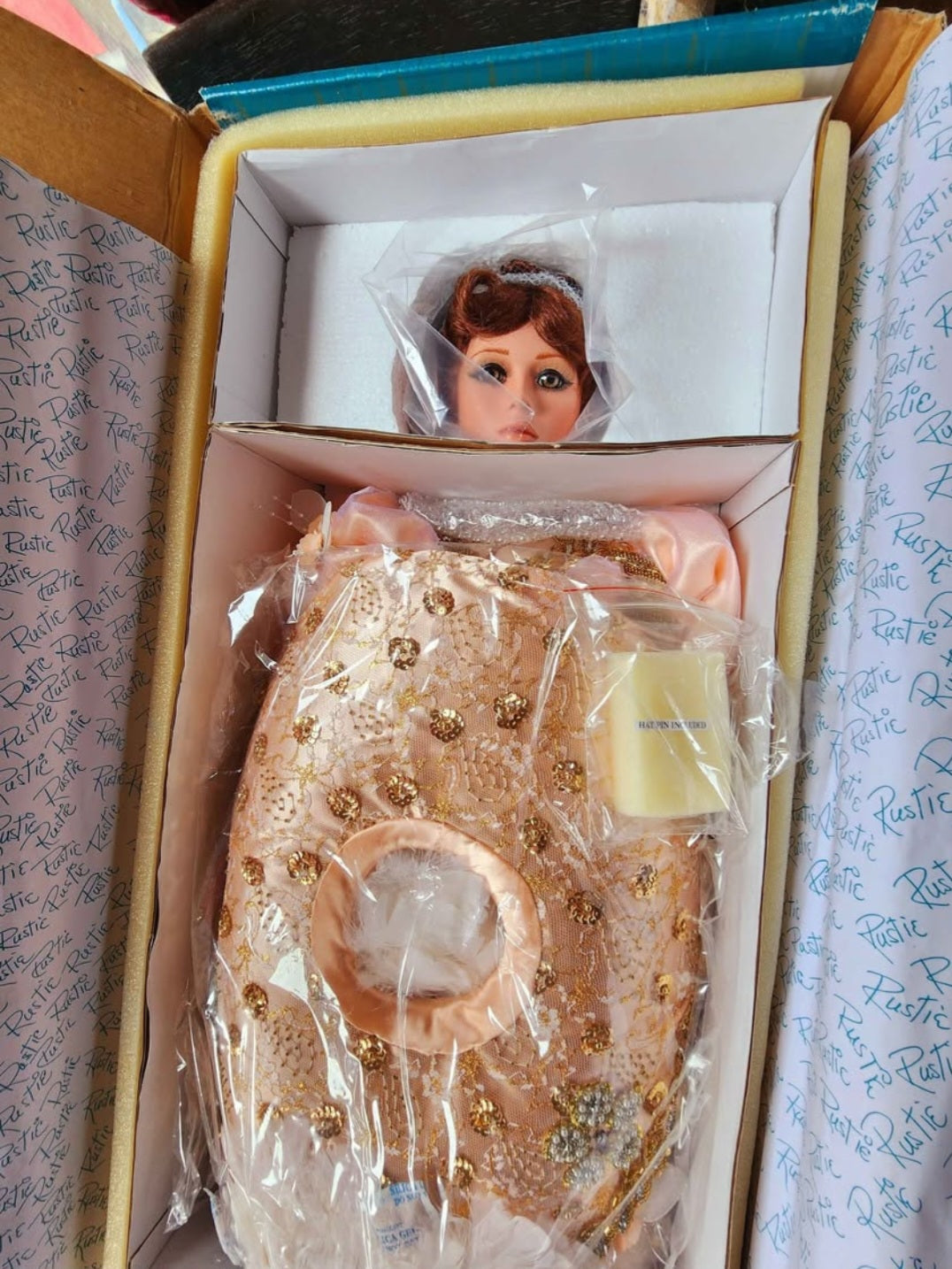 "Peaches" RARE Rustie 42" Large Porcelain Victorian Style Doll, Limited Edition #17/2000 New In Box, Mint Condition, COA