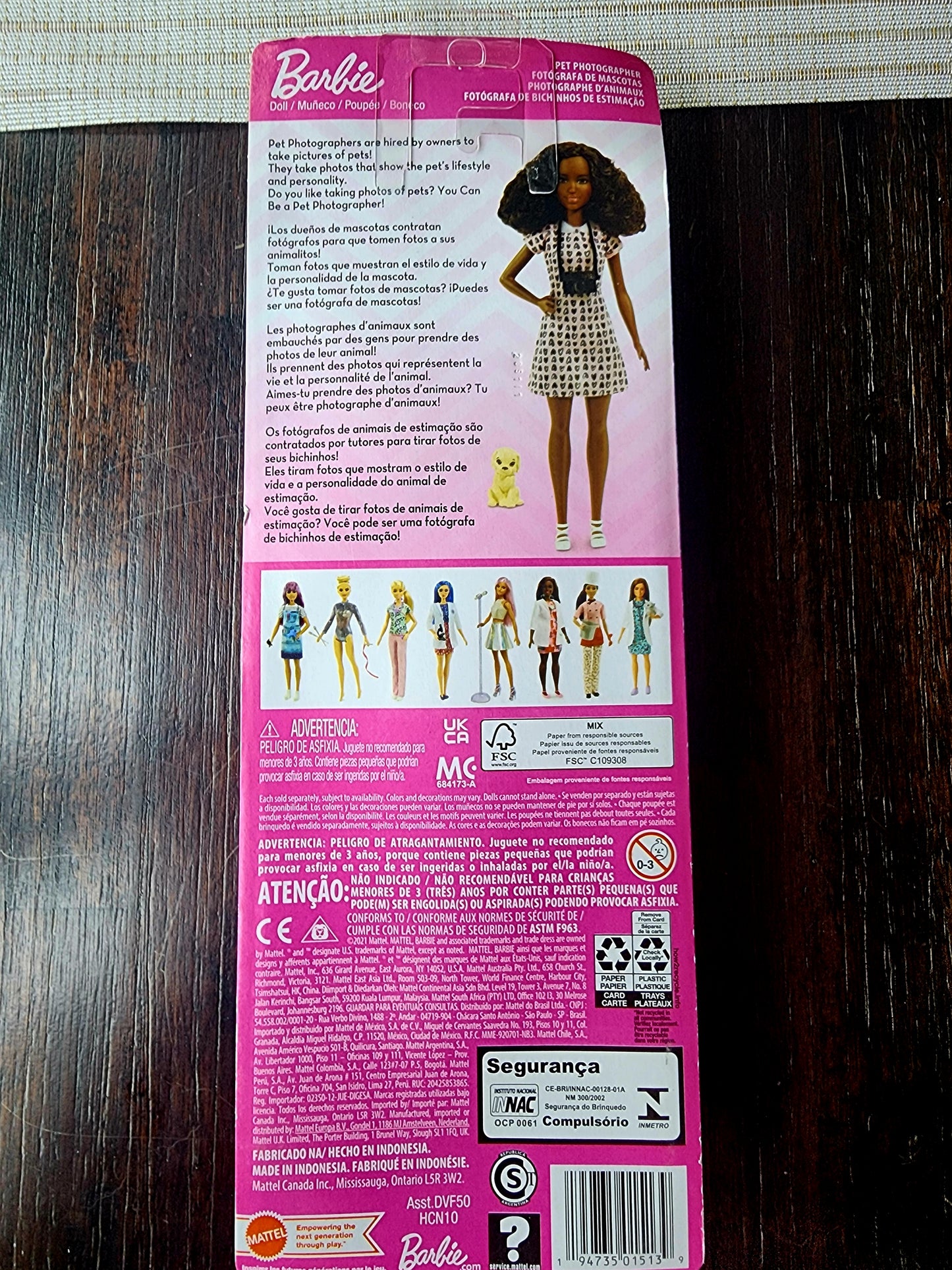 Barbie "You Can Be Anything" Pet Photographer Doll Set With Dog NIB #HCN10