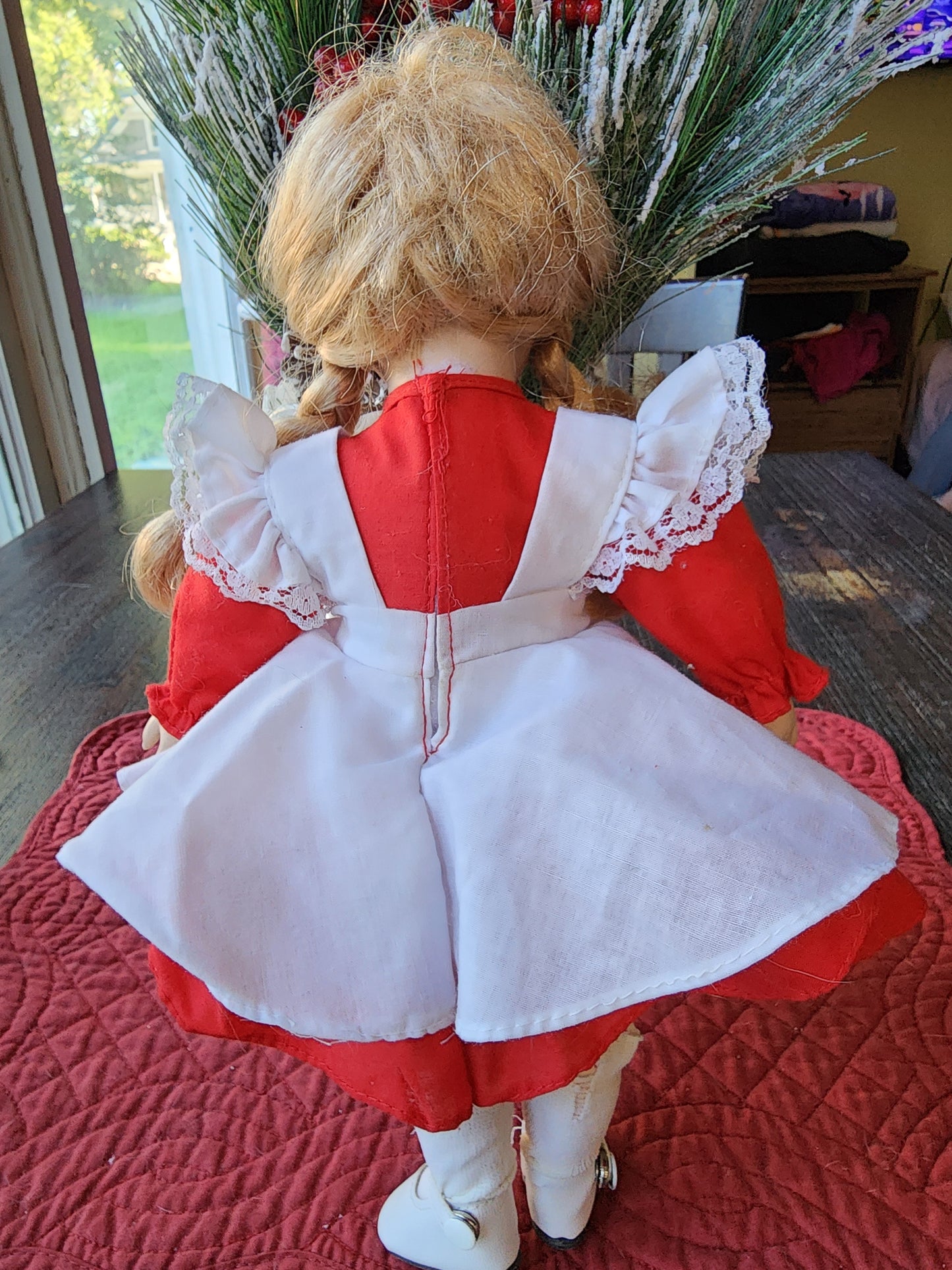 Elk Grove Village Christmas Peppermint Dress Blonde Hair Blue Eyes Doll