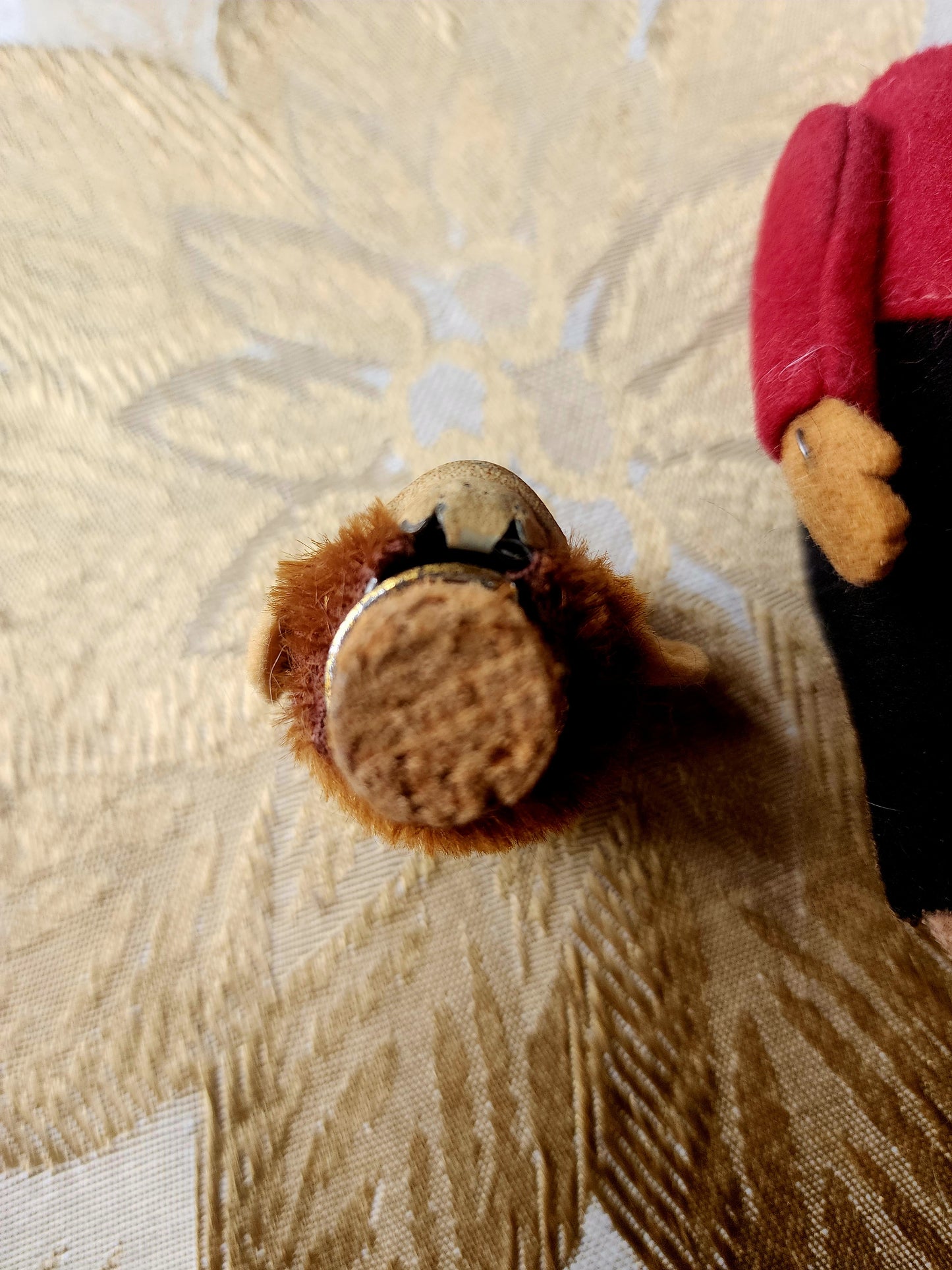 Schuco Monkey Bellhop Perfume Holder c1930s Felt Mohair Plush 5” Antique