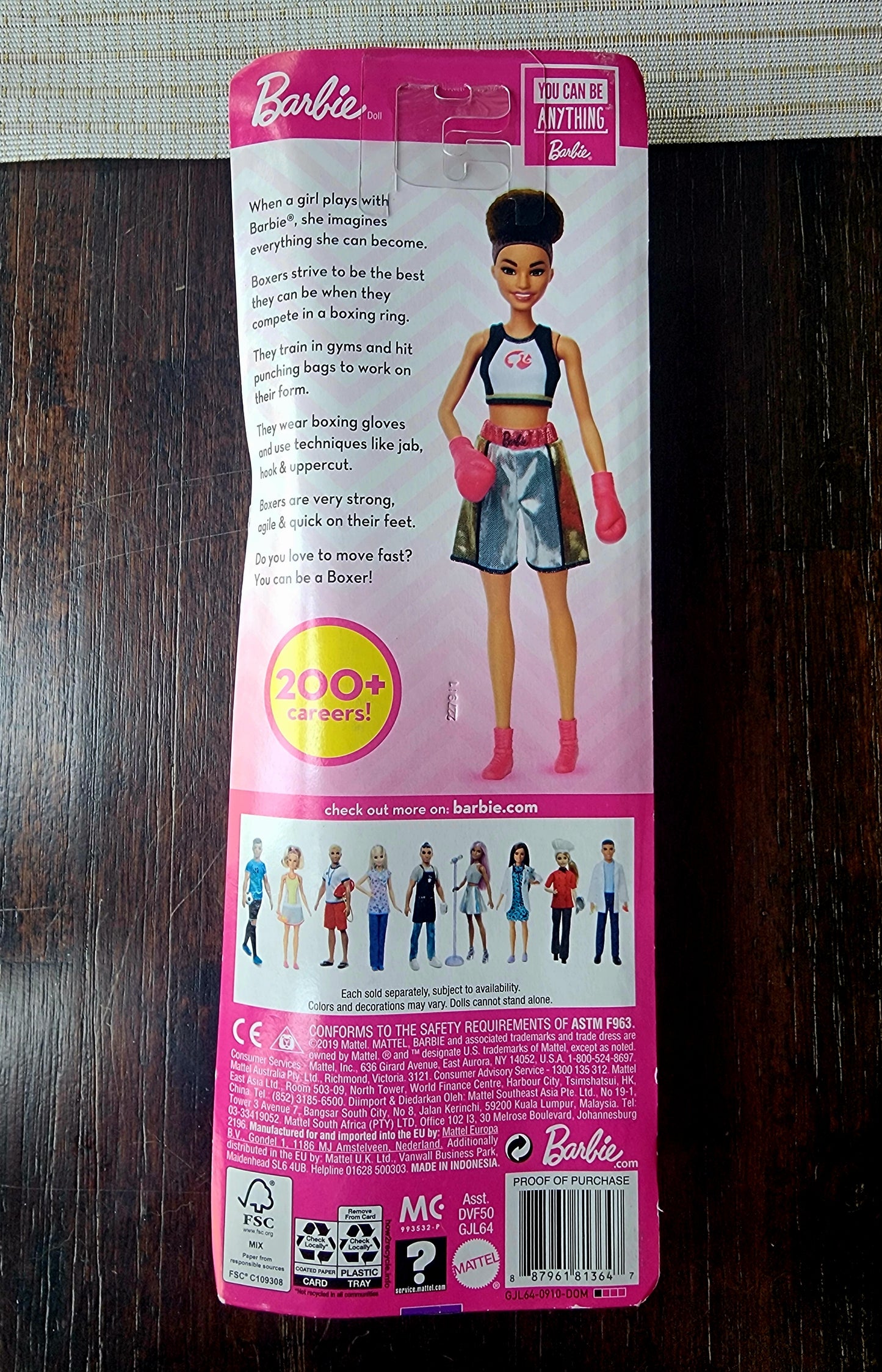 Barbie You Can Be Anything Female Boxer Doll with Gloves NIB #GJL64
