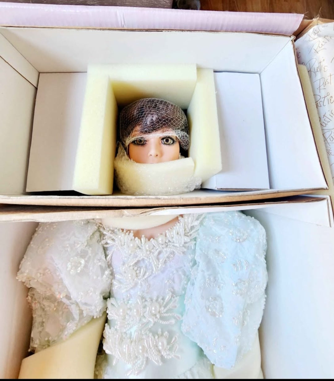 "Hallie" Artist Doll by Rustie 42" Large Doll, Fully Sequenced/Beaded Gown w/Hat, New In Box, Lmtd Edition #611/1000 COA, Large Doll