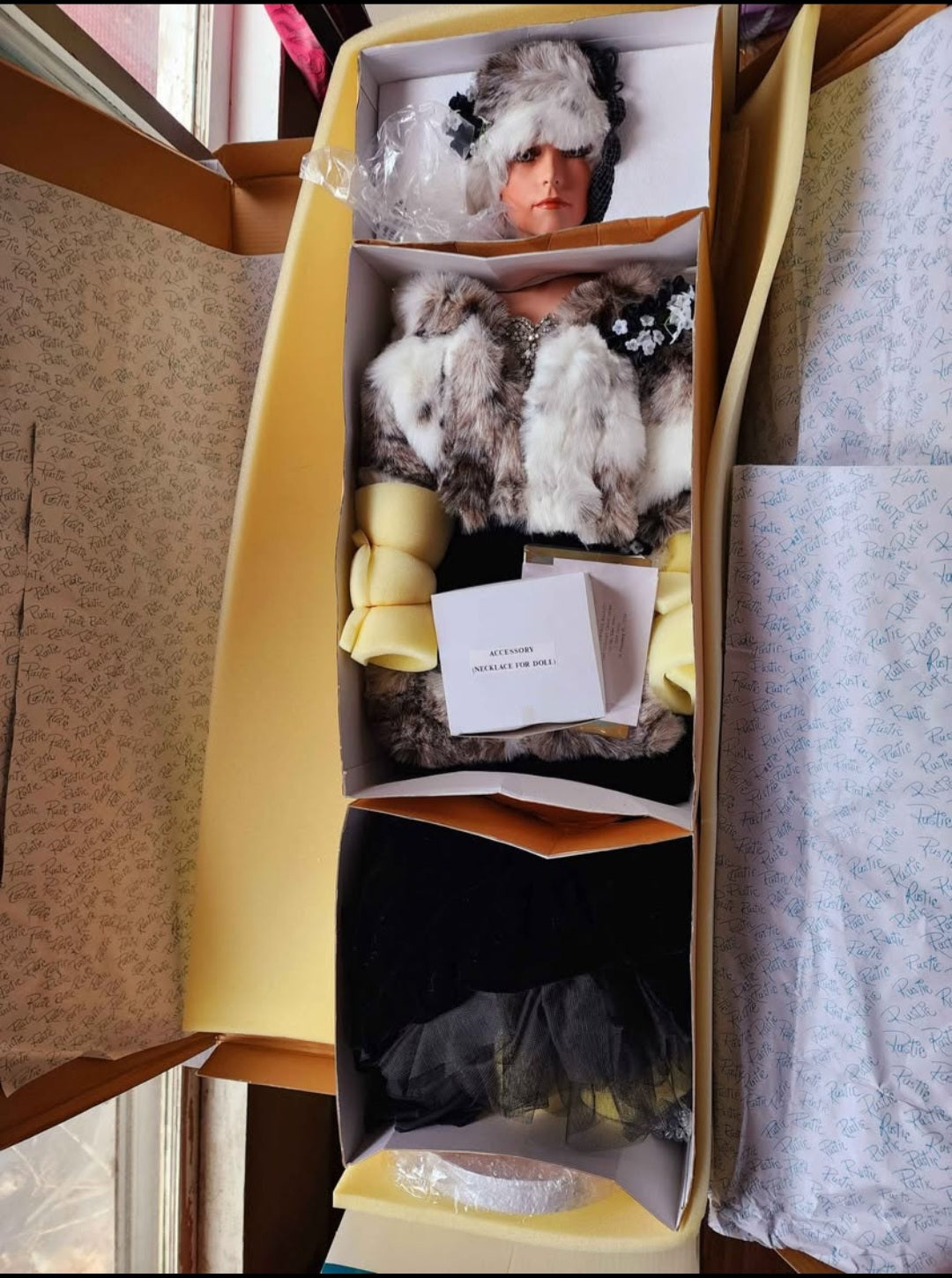 Vintage Rare 42" Large Rustie Doll "Nordica" Porcelain, 1999 Doll Of The Year, New In Box, COA, Mint Condition