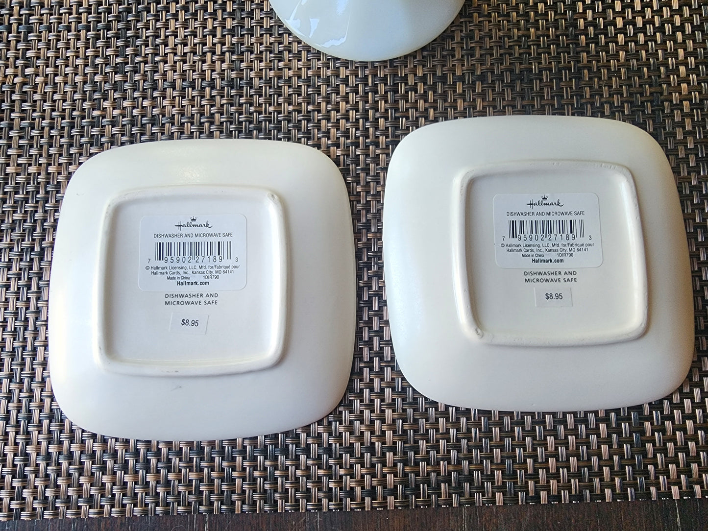 2 Hallmark Decorative Square Plates with Gold Angel Design "Kind Generous Heart" and "Gentle Loving Season"
