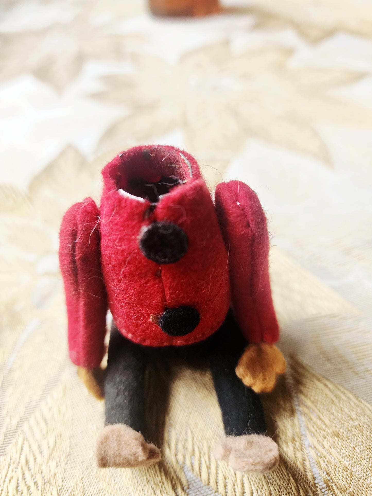 Schuco Monkey Bellhop Perfume Holder c1930s Felt Mohair Plush 5” Antique